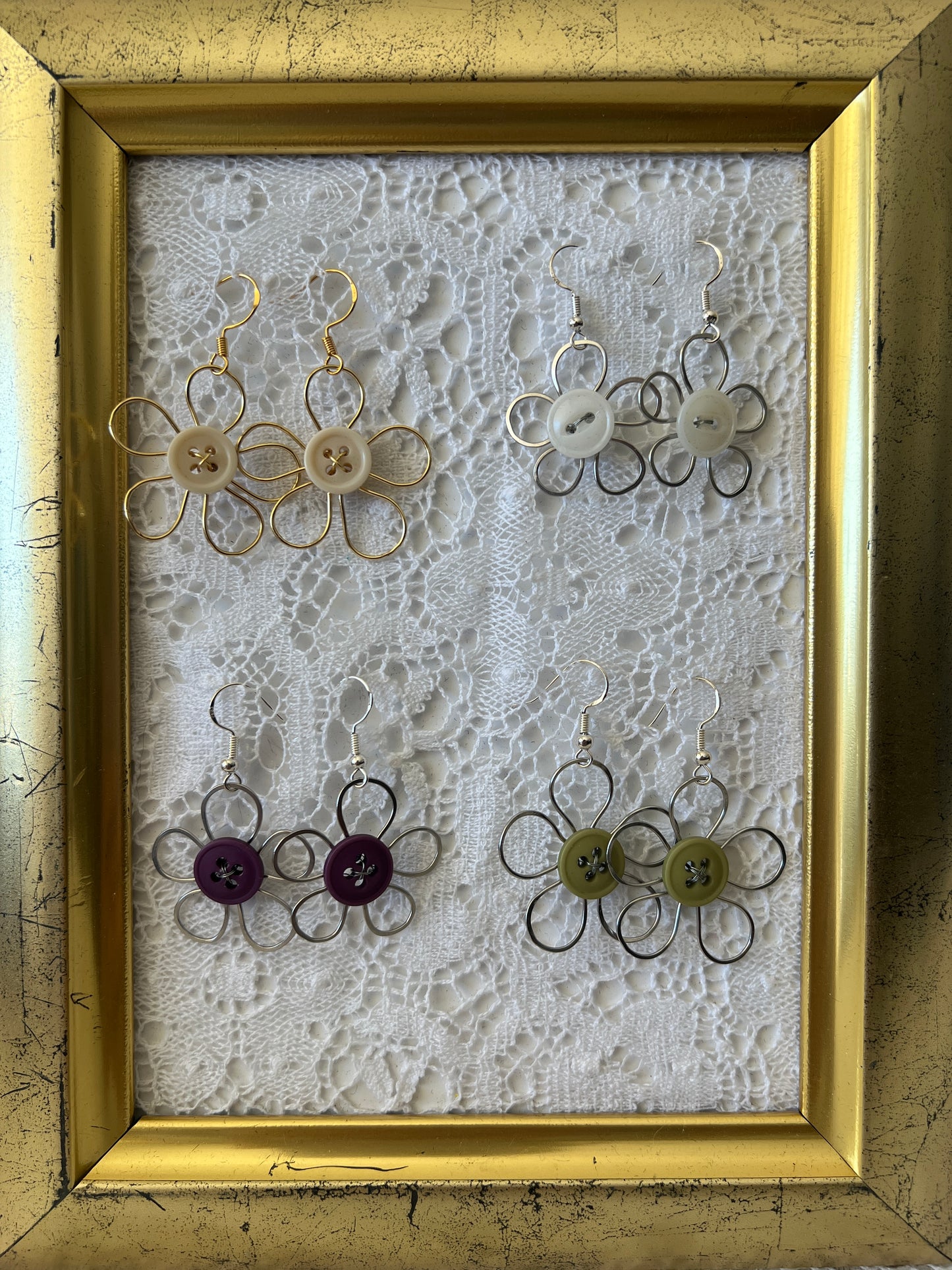 Flower Button Earrings