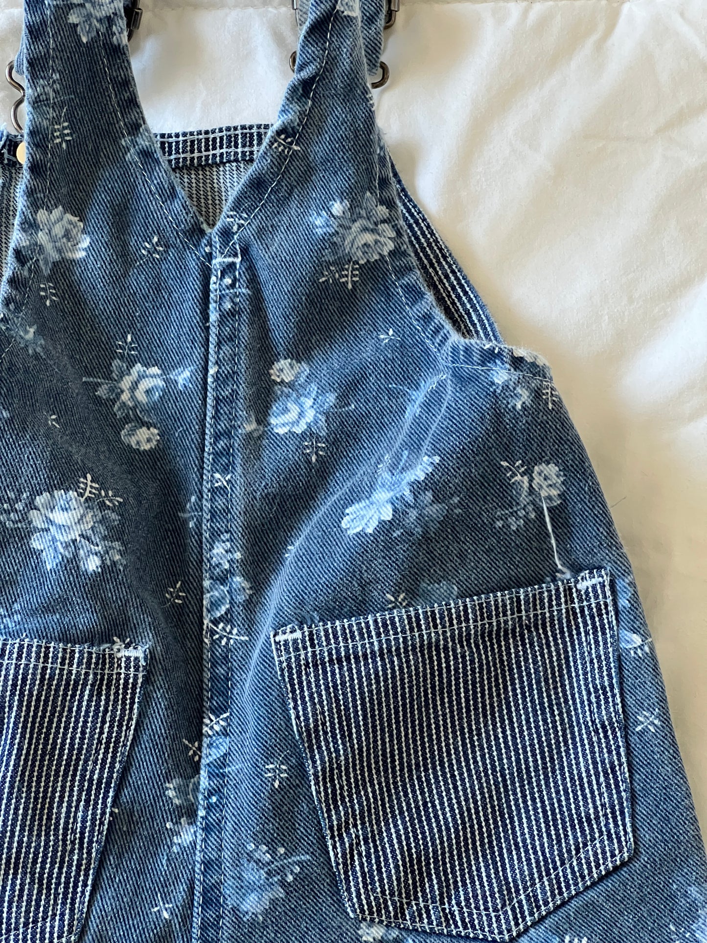 Pinstripe/Floral Liberty Overalls (2T)
