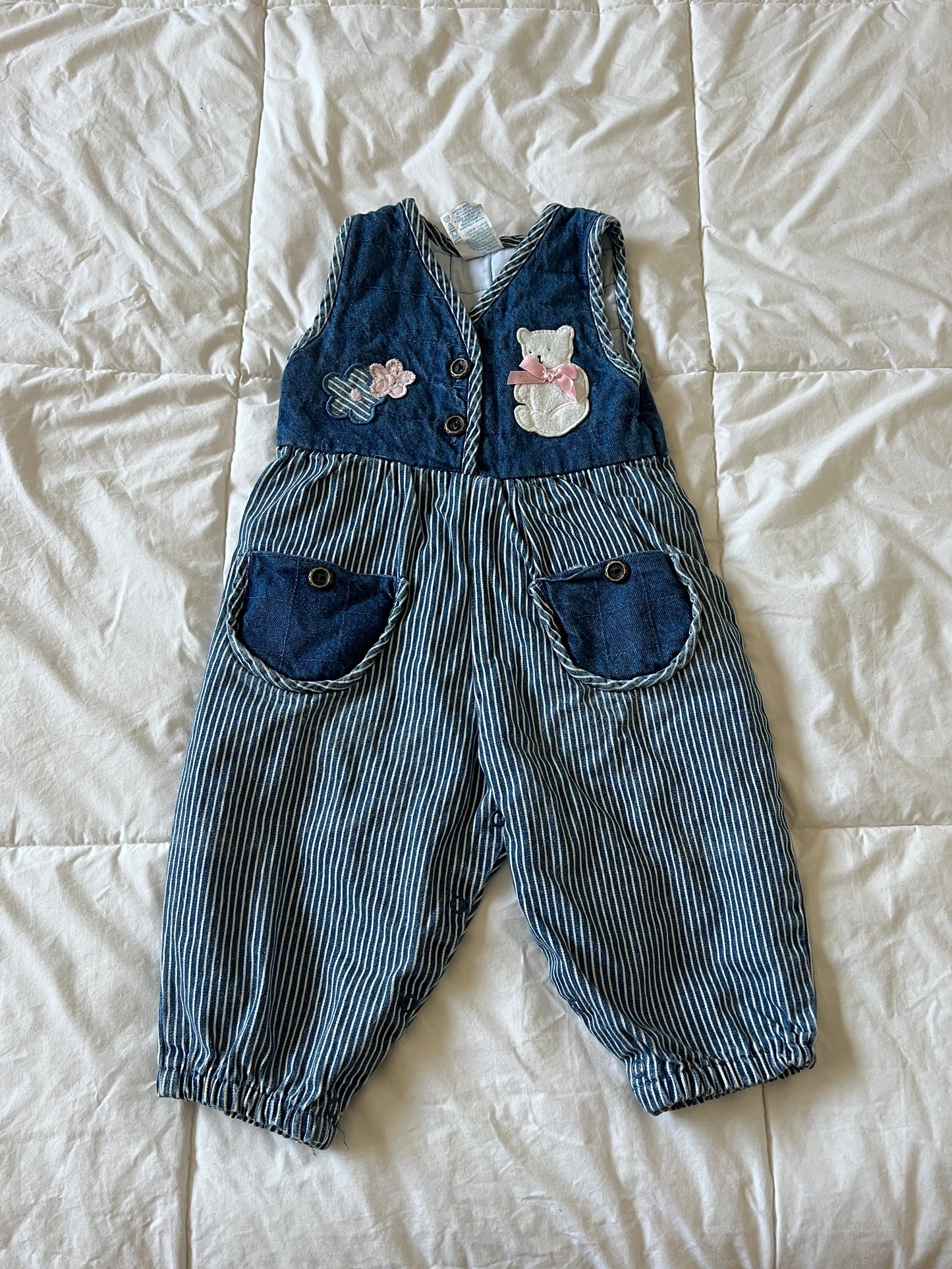 Pinstripe Bear Overalls (12 mo)