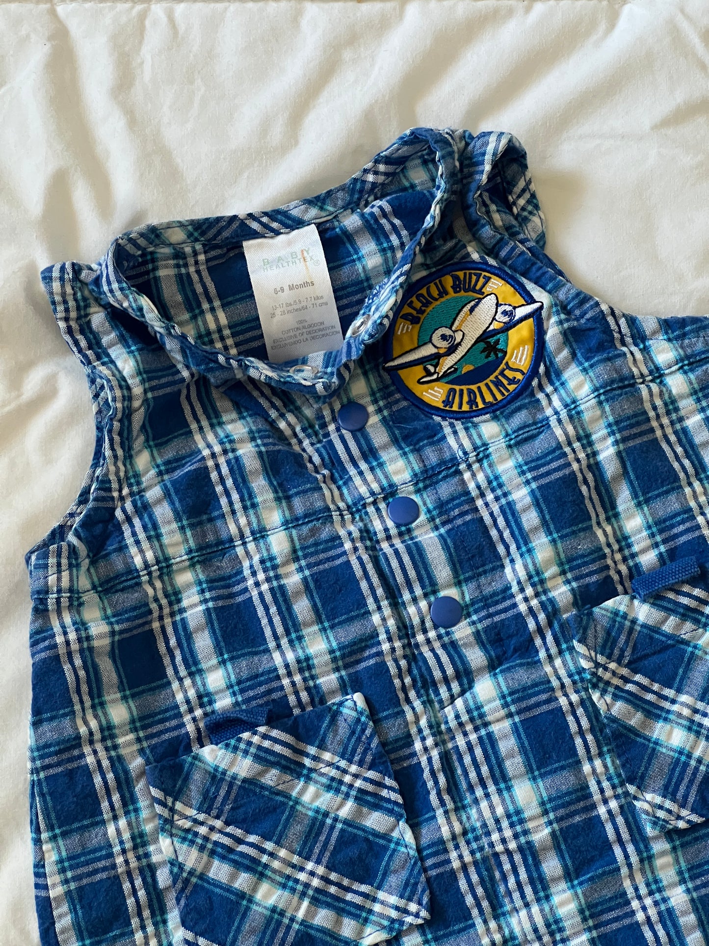 Beach Buzz Plaid Romper (6-9mo)
