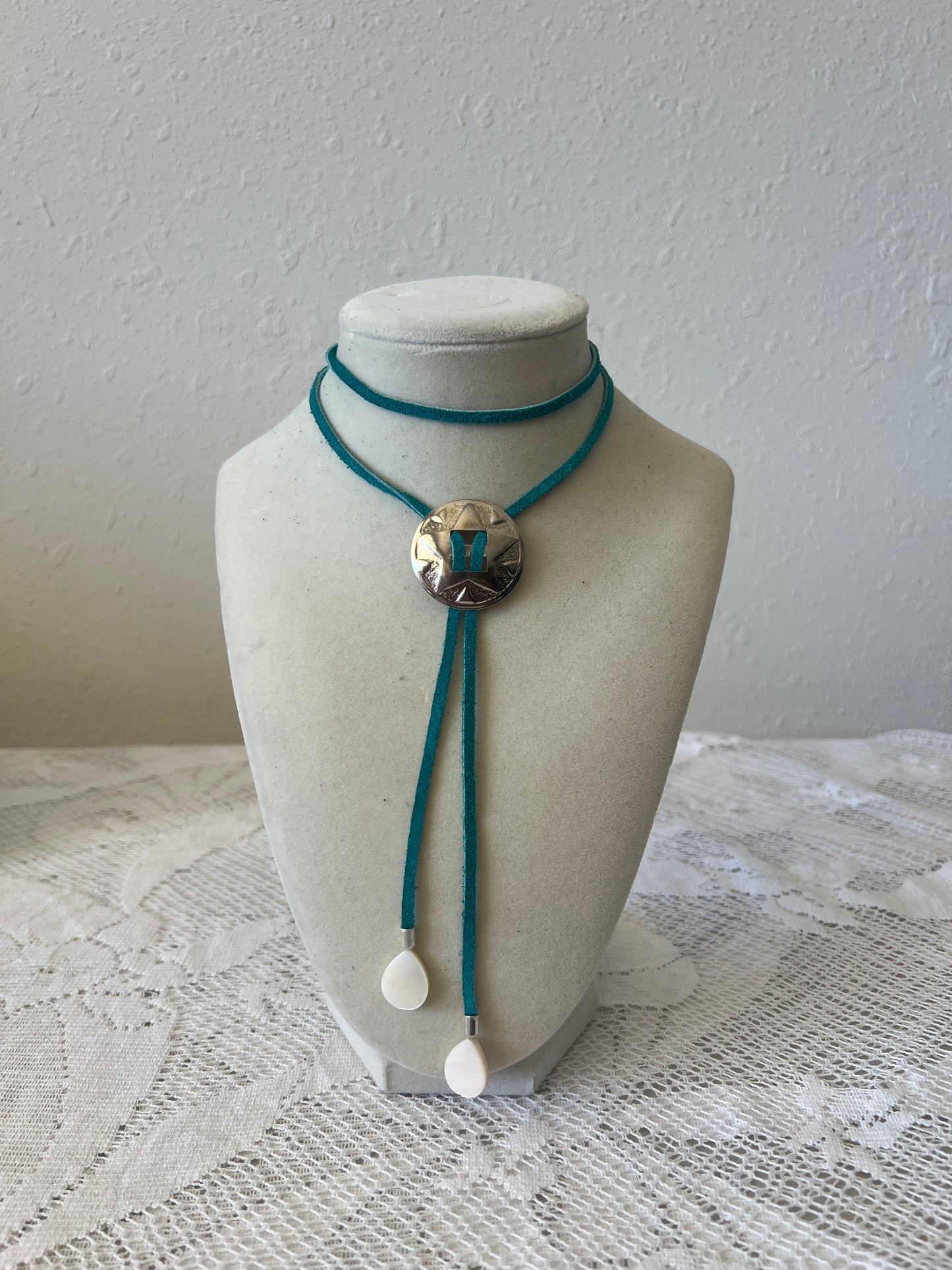 Turquoise + Silver Star Bolo Tie