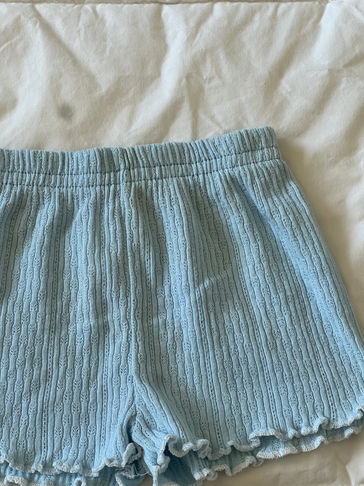 Blue Pointelle Shorts (12mo)