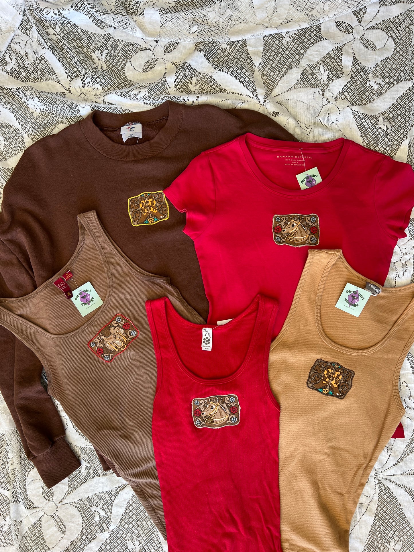 Upcycled Western Patch Tops