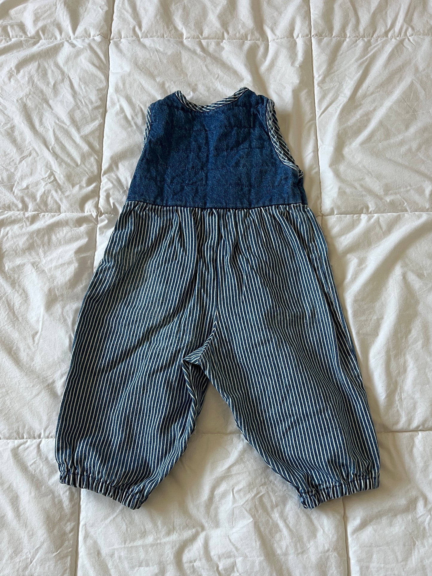 Pinstripe Bear Overalls (12 mo)