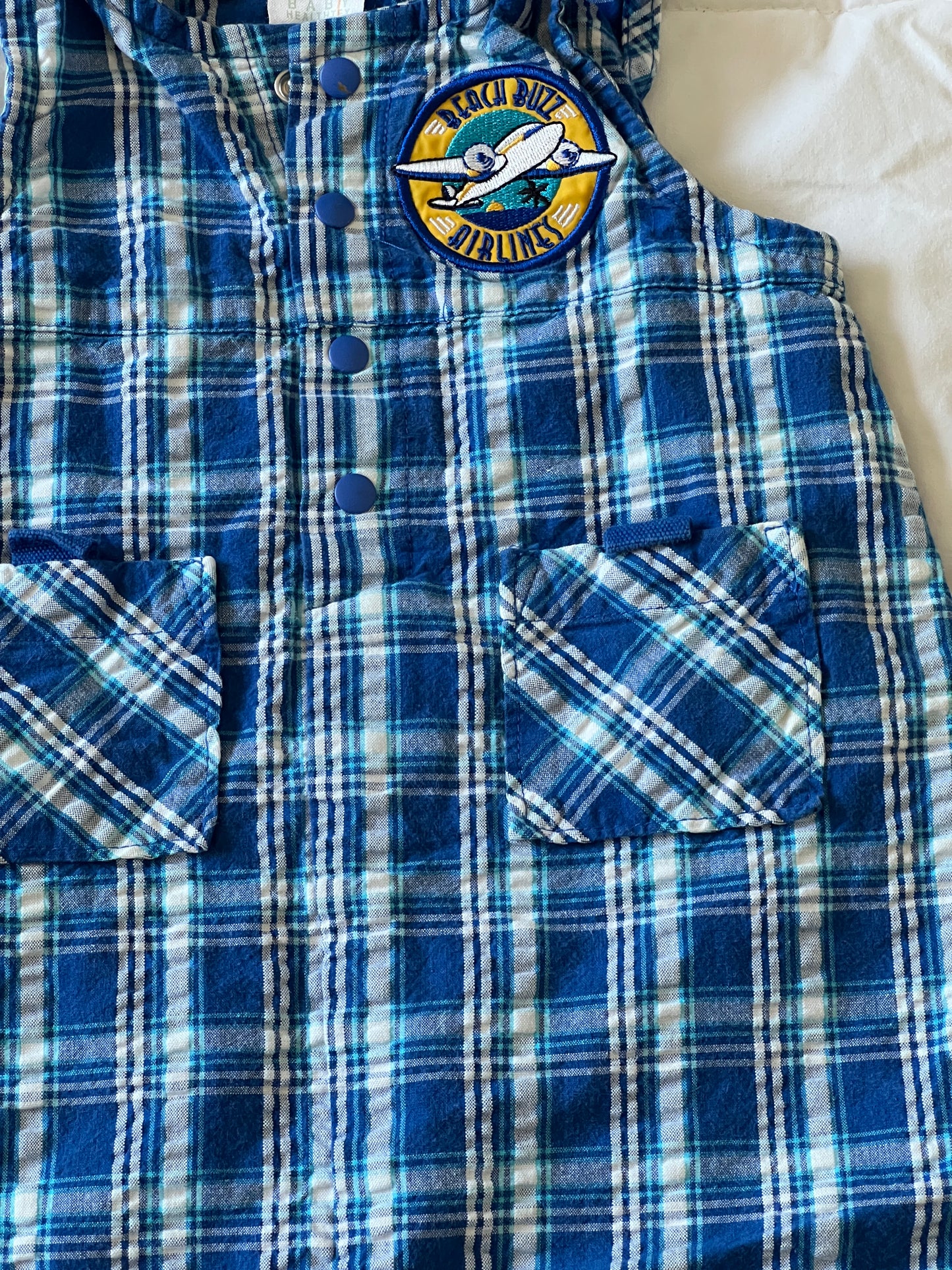 Beach Buzz Plaid Romper (6-9mo)
