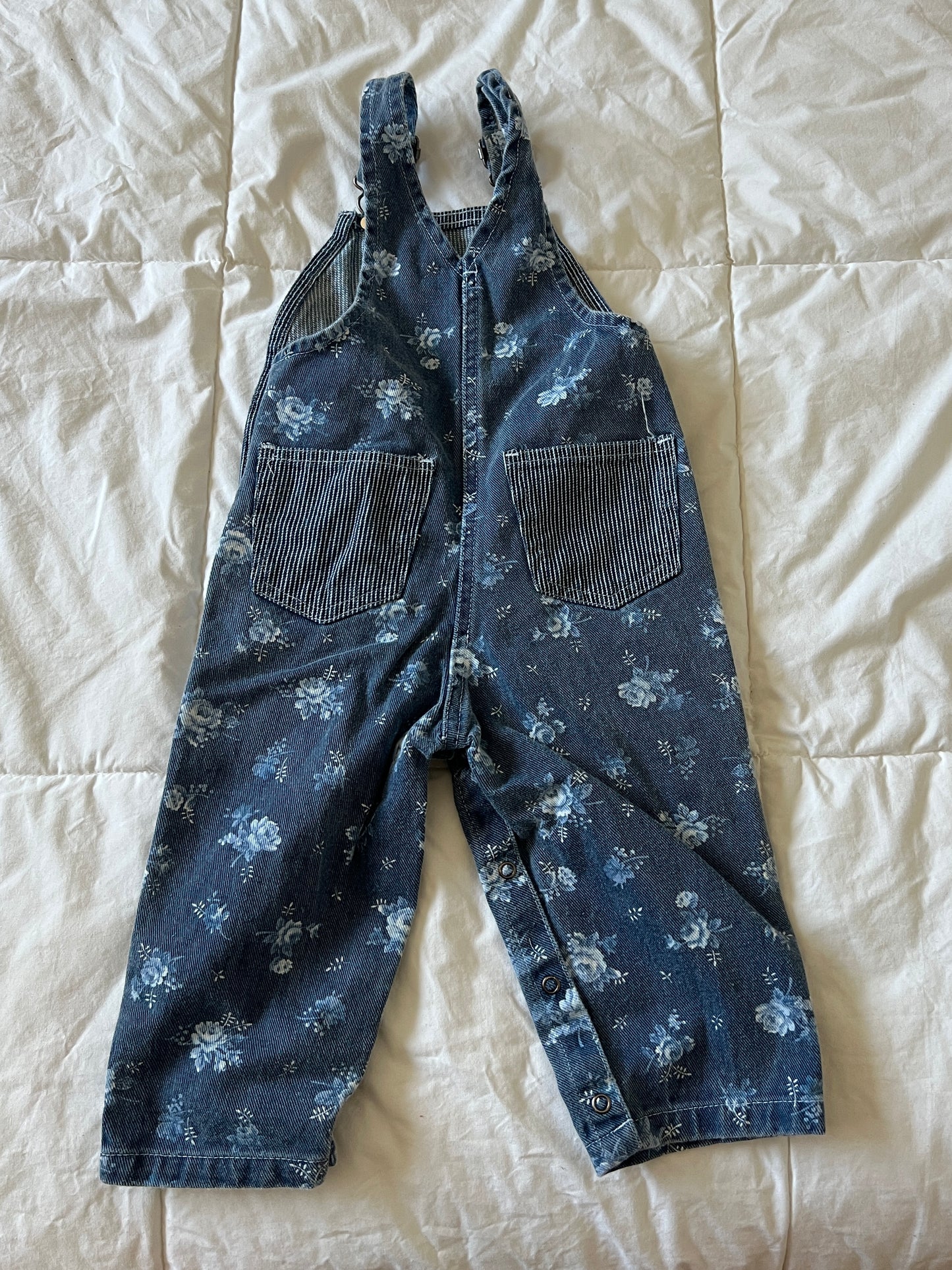 Pinstripe/Floral Liberty Overalls (2T)