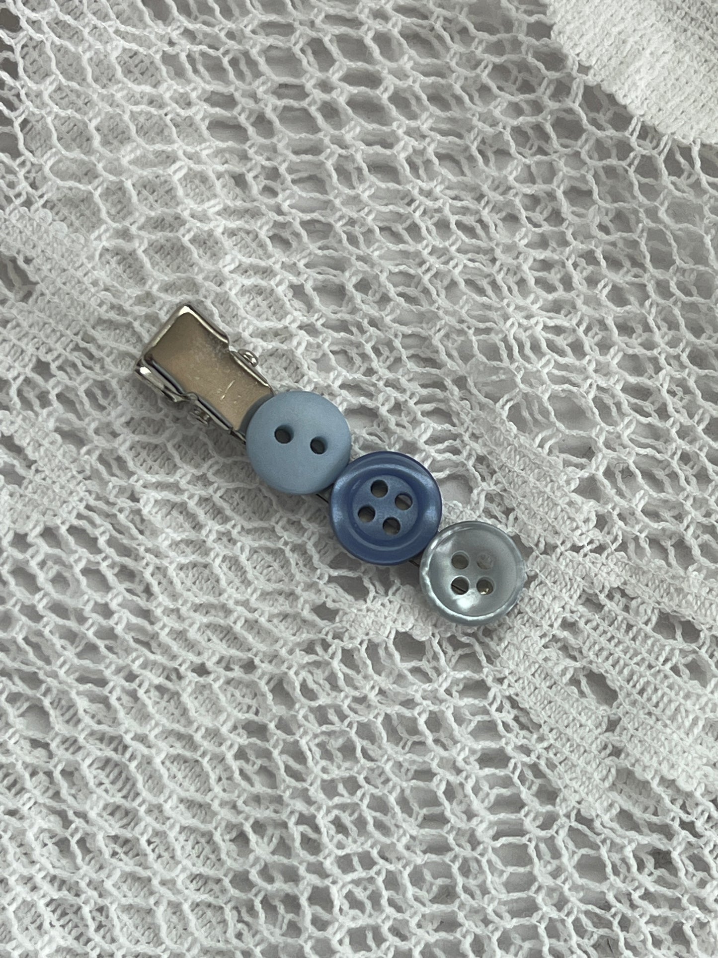 Blue Button Hair Clip