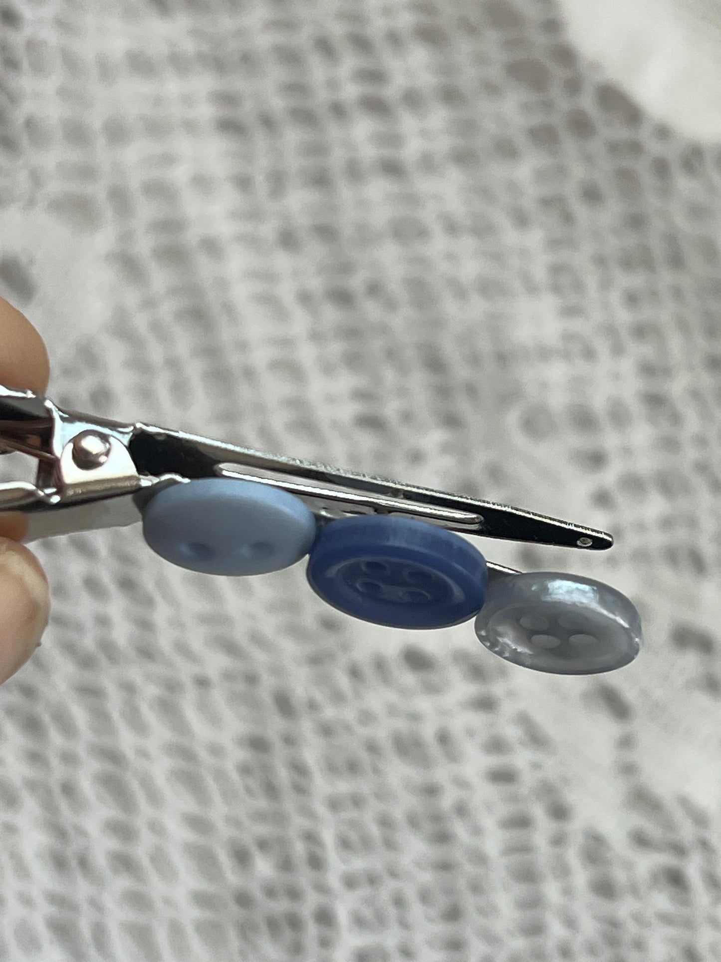 Blue Button Hair Clip
