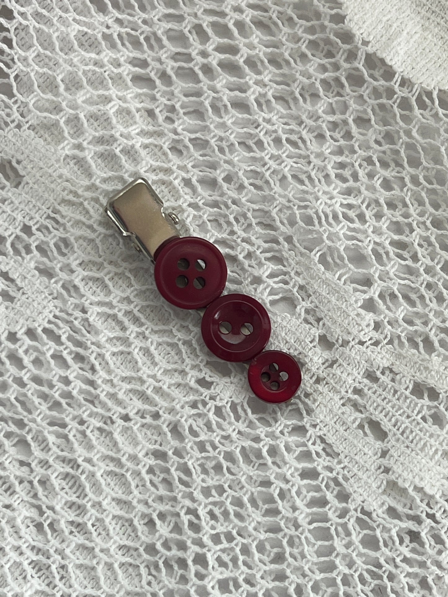 Dark Red Button Hair Clip