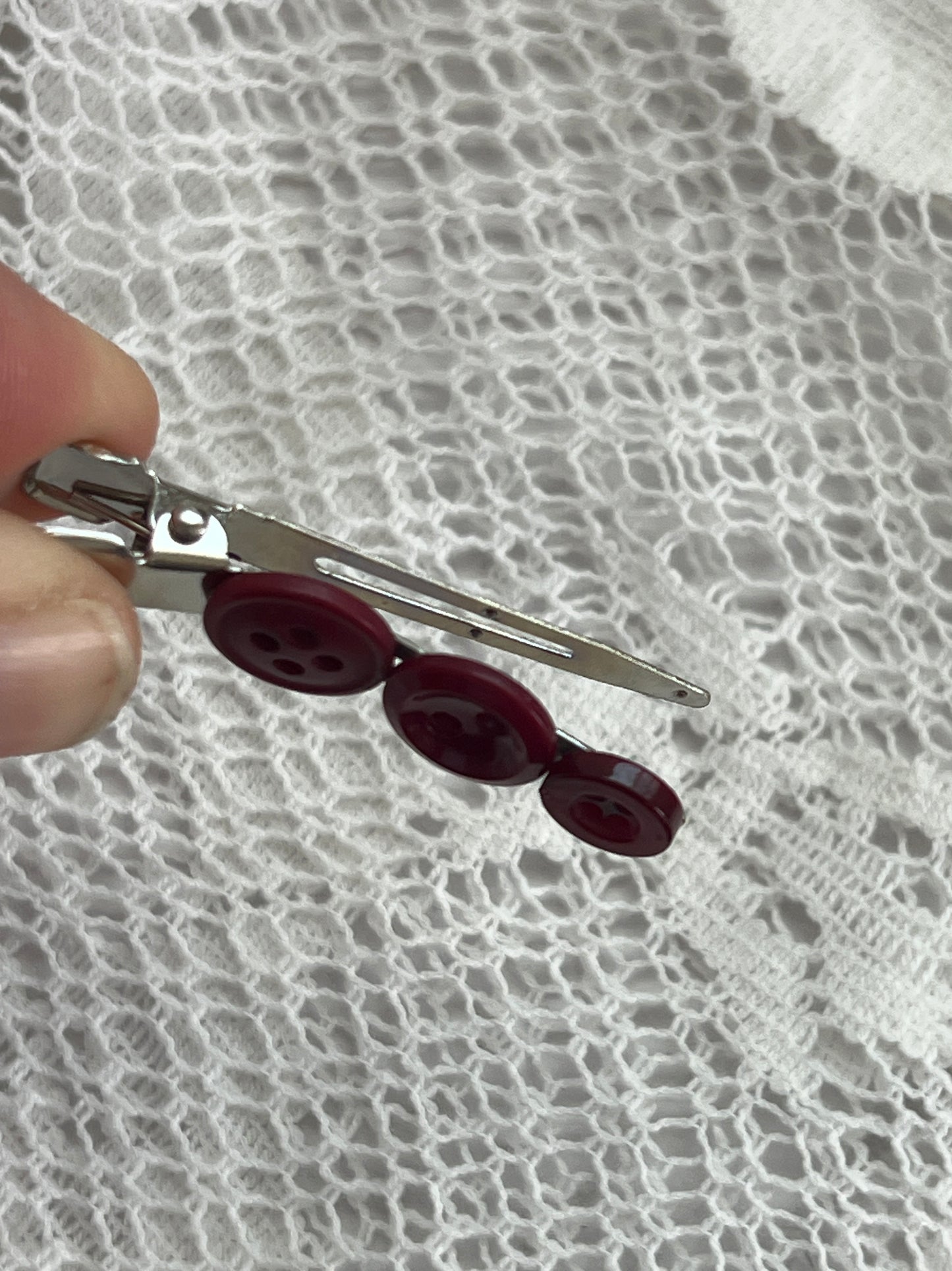 Dark Red Button Hair Clip
