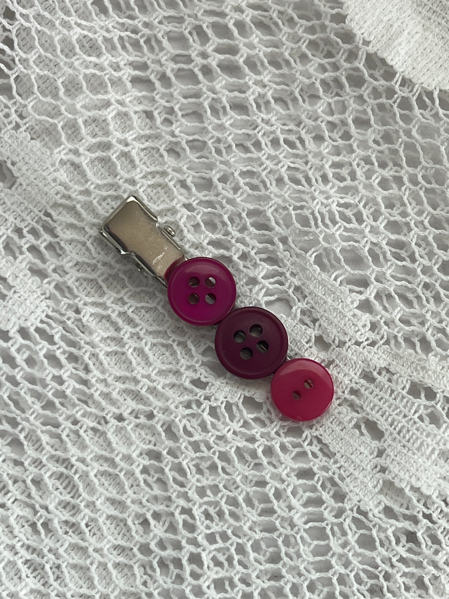 Pink Button Hair Clip