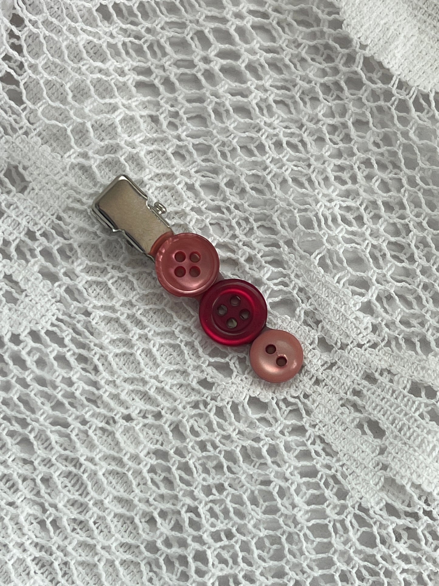 Pink/Red Button Hair Clip