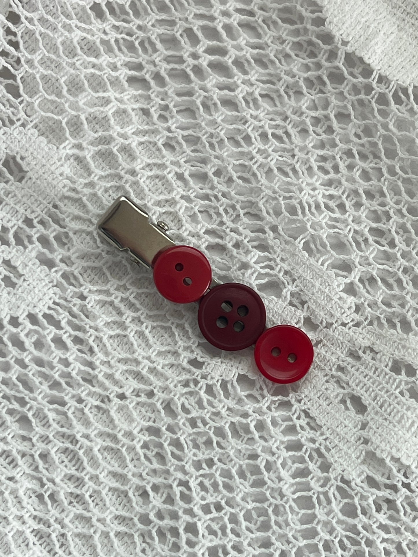 Red Button Hair Clip