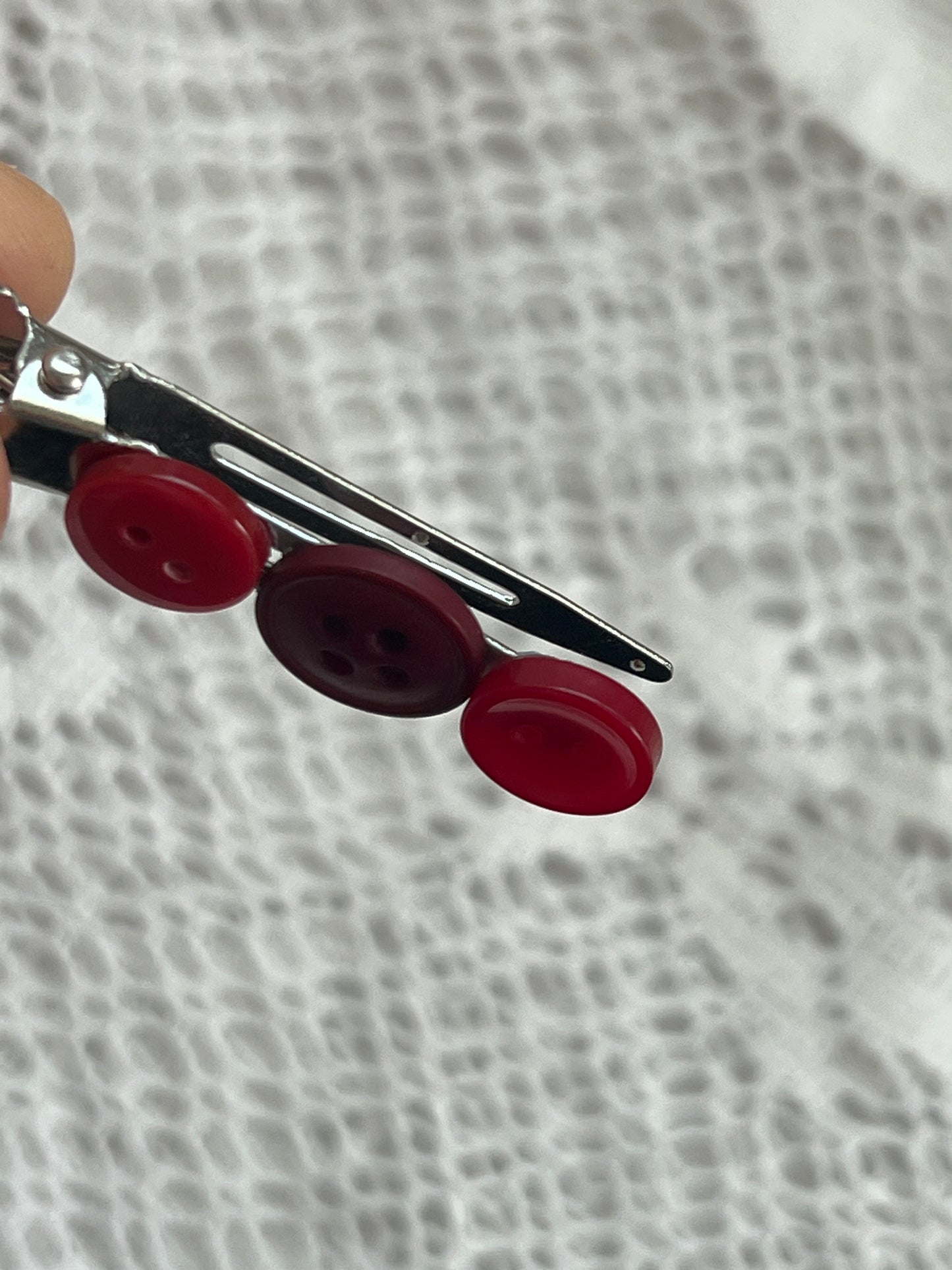 Red Button Hair Clip