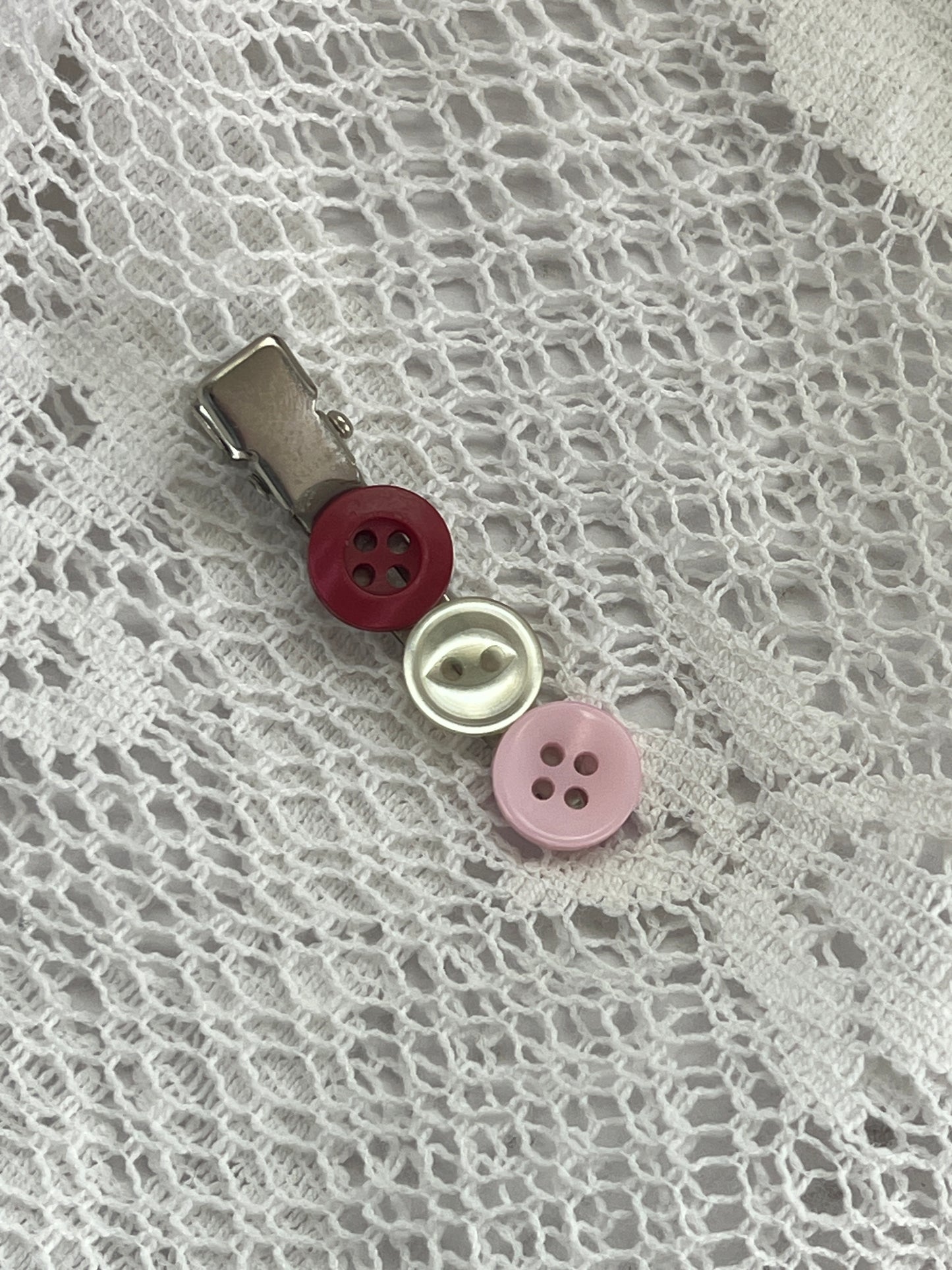 Red/White/Pink Button Hair Clip