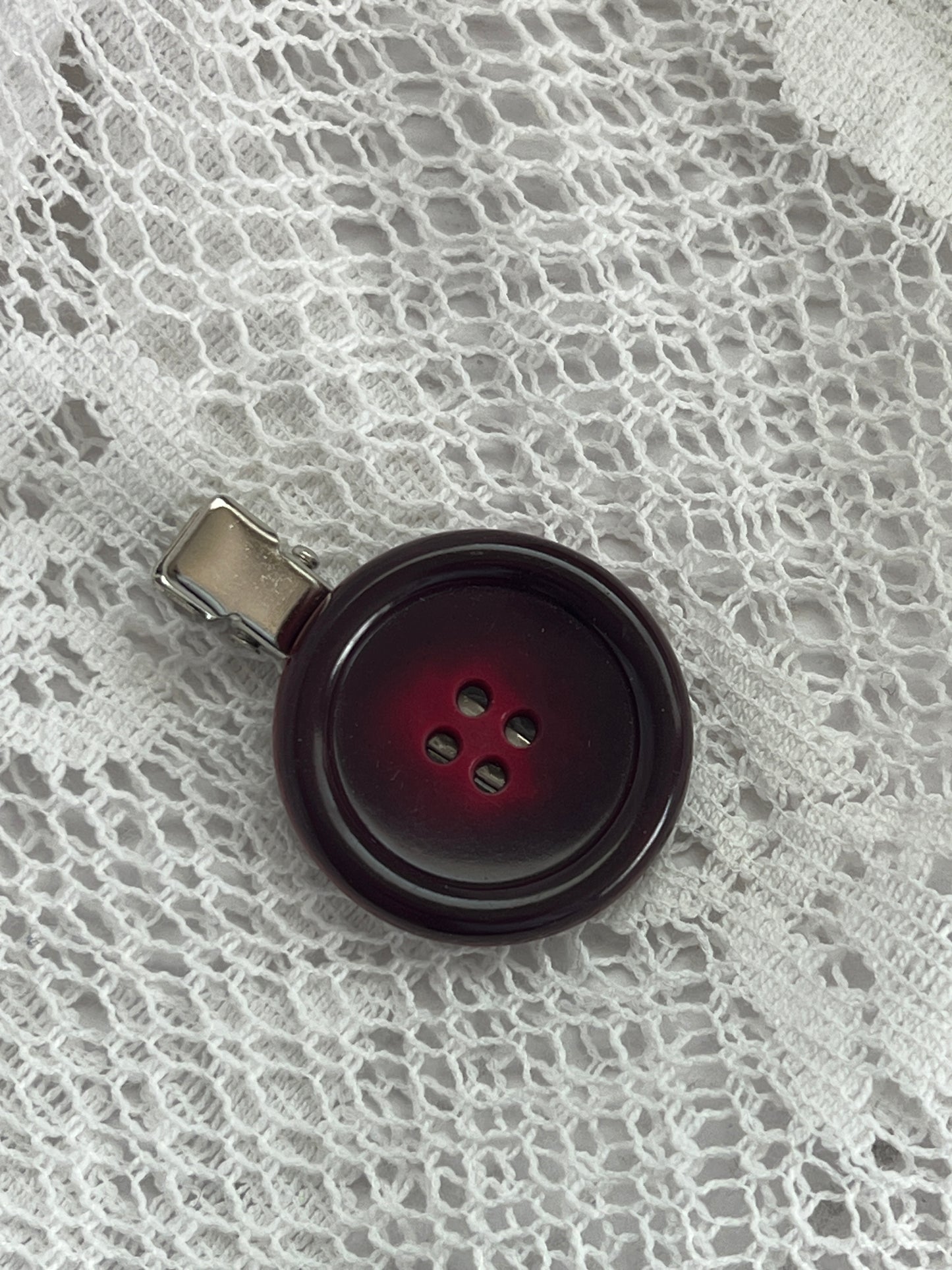 Red Button Hair Clip