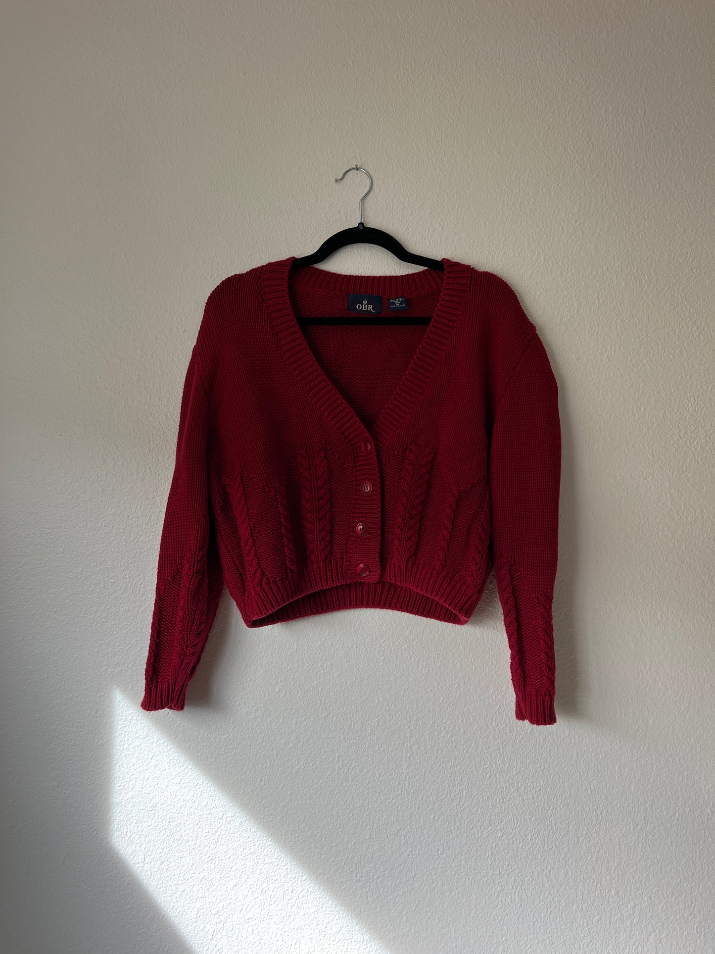 Vintage Red Knit Cardigan (m)