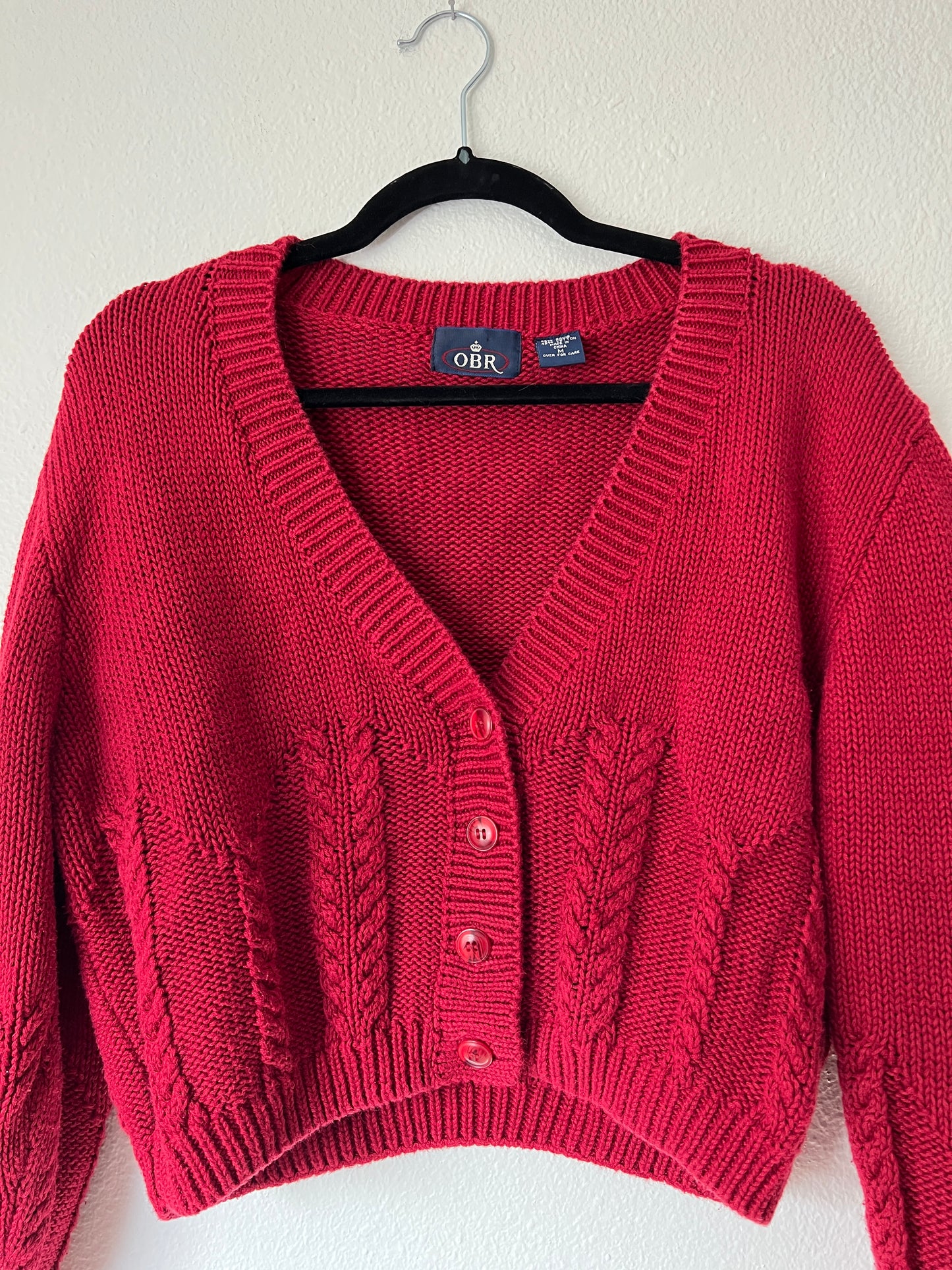 Vintage Red Knit Cardigan (m)