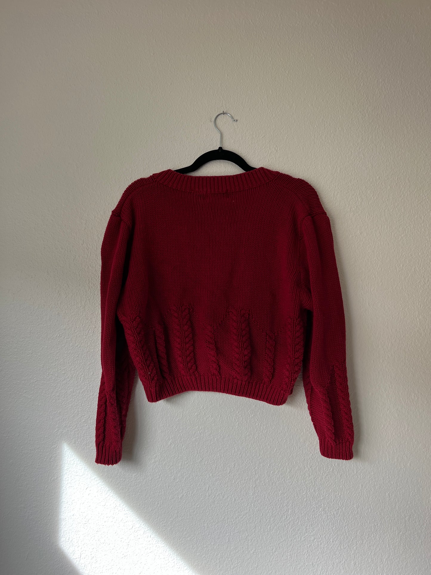 Vintage Red Knit Cardigan (m)