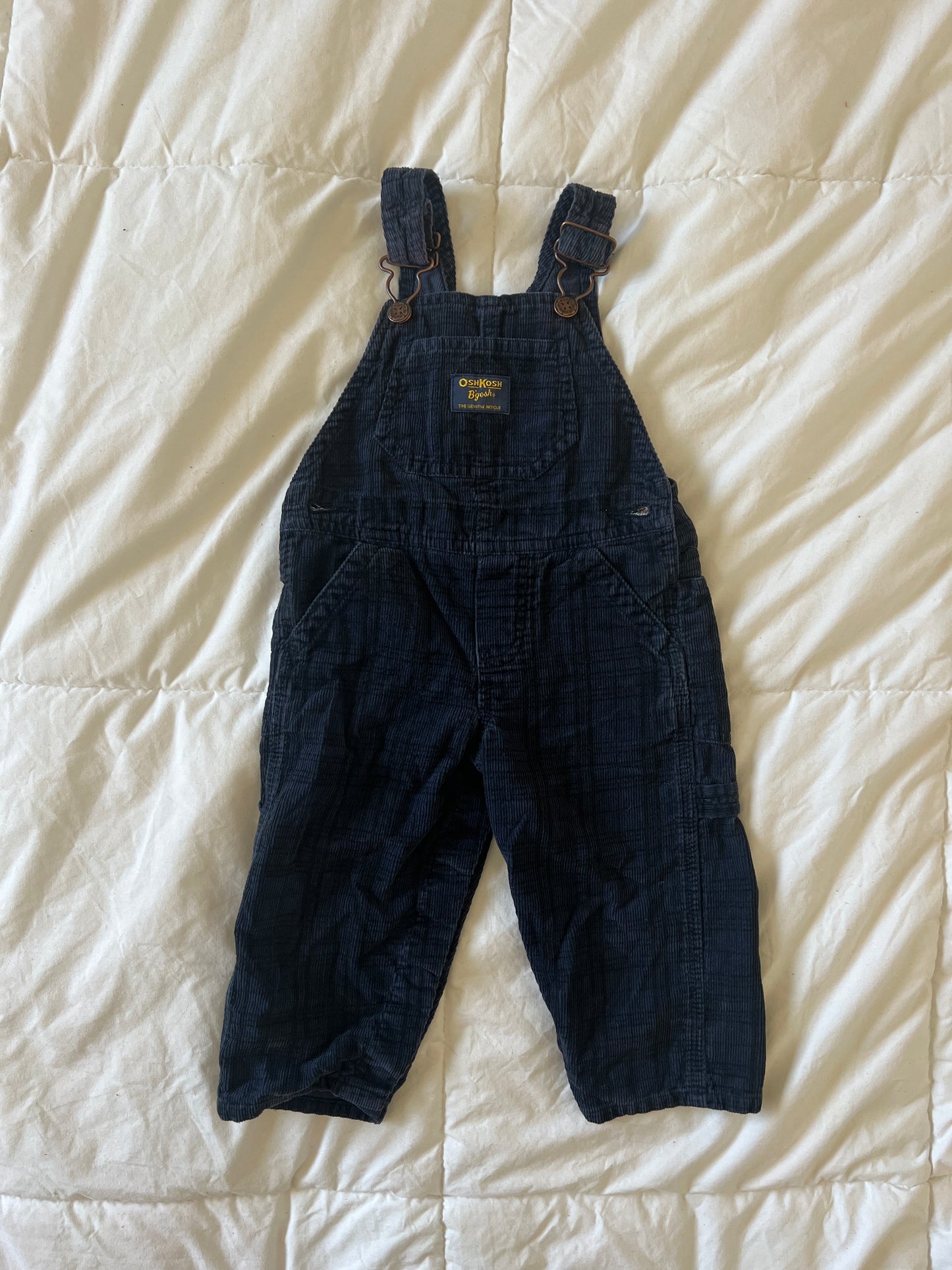 Navy Blue + Black Plaid Oshkosh Overalls (12 mo)
