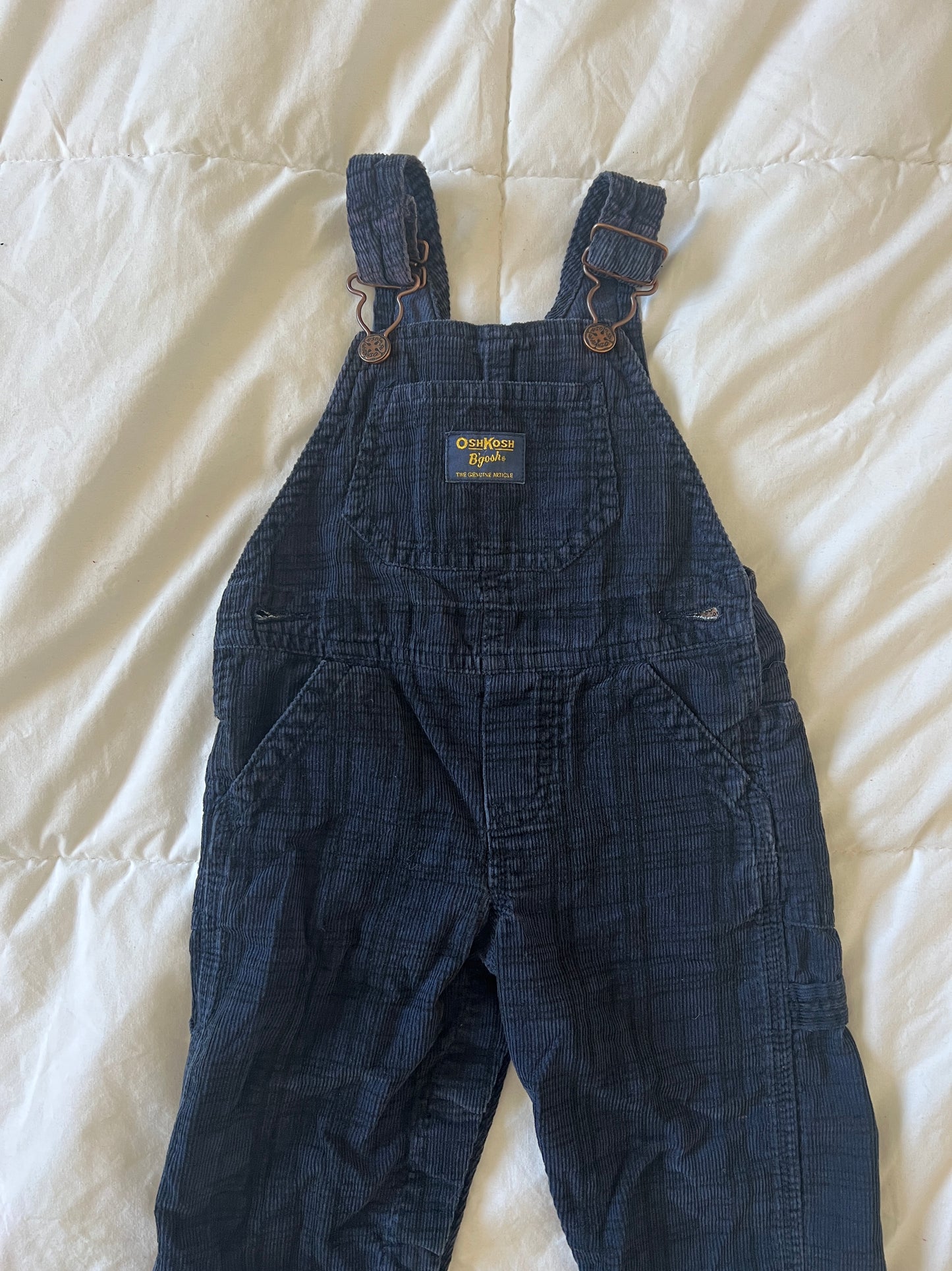 Navy Blue + Black Plaid Oshkosh Overalls (12 mo)