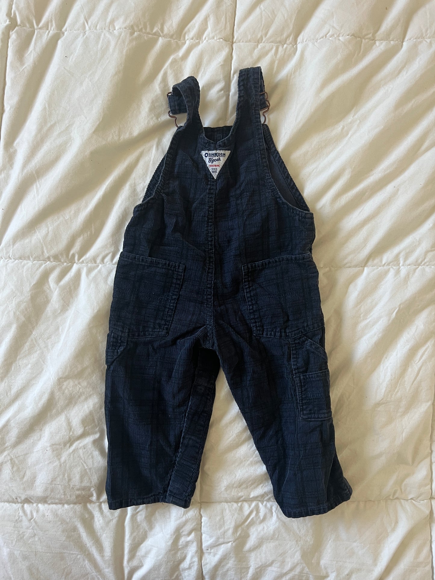 Navy Blue + Black Plaid Oshkosh Overalls (12 mo)