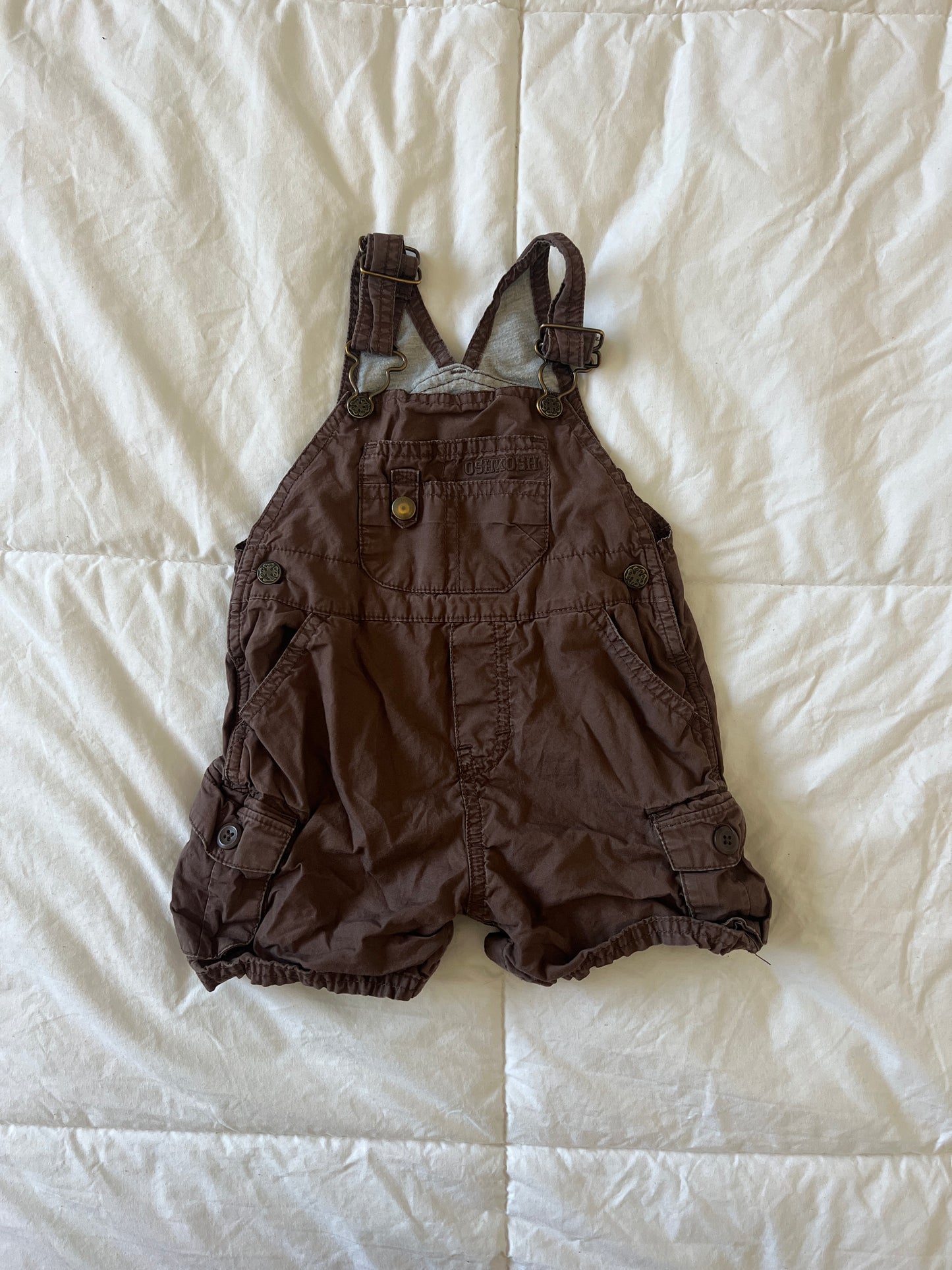 Brown Oshkosh Overall Shorts (12 mo)