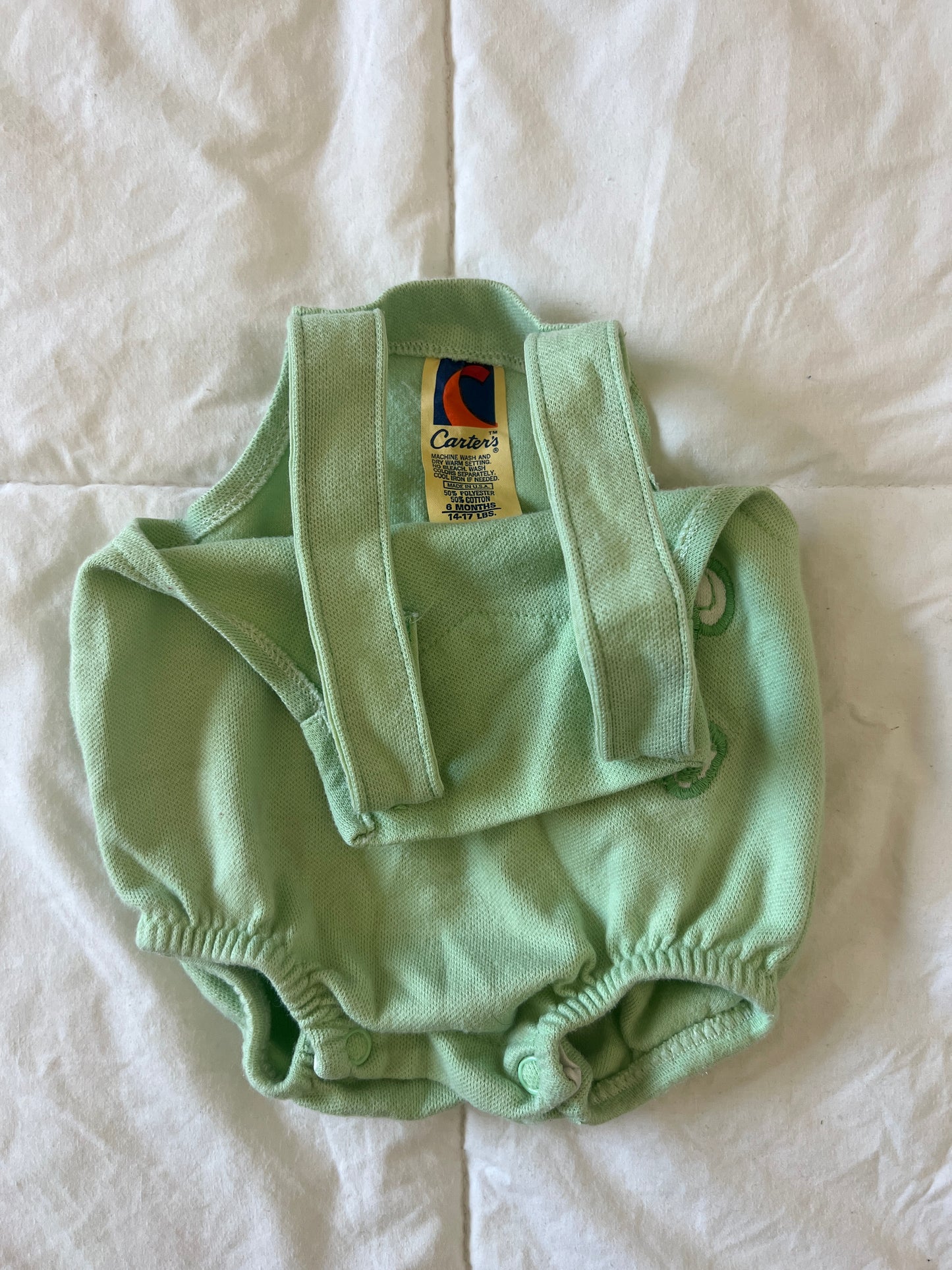 Vintage Carter's Green Bear Overalls (6 mo)