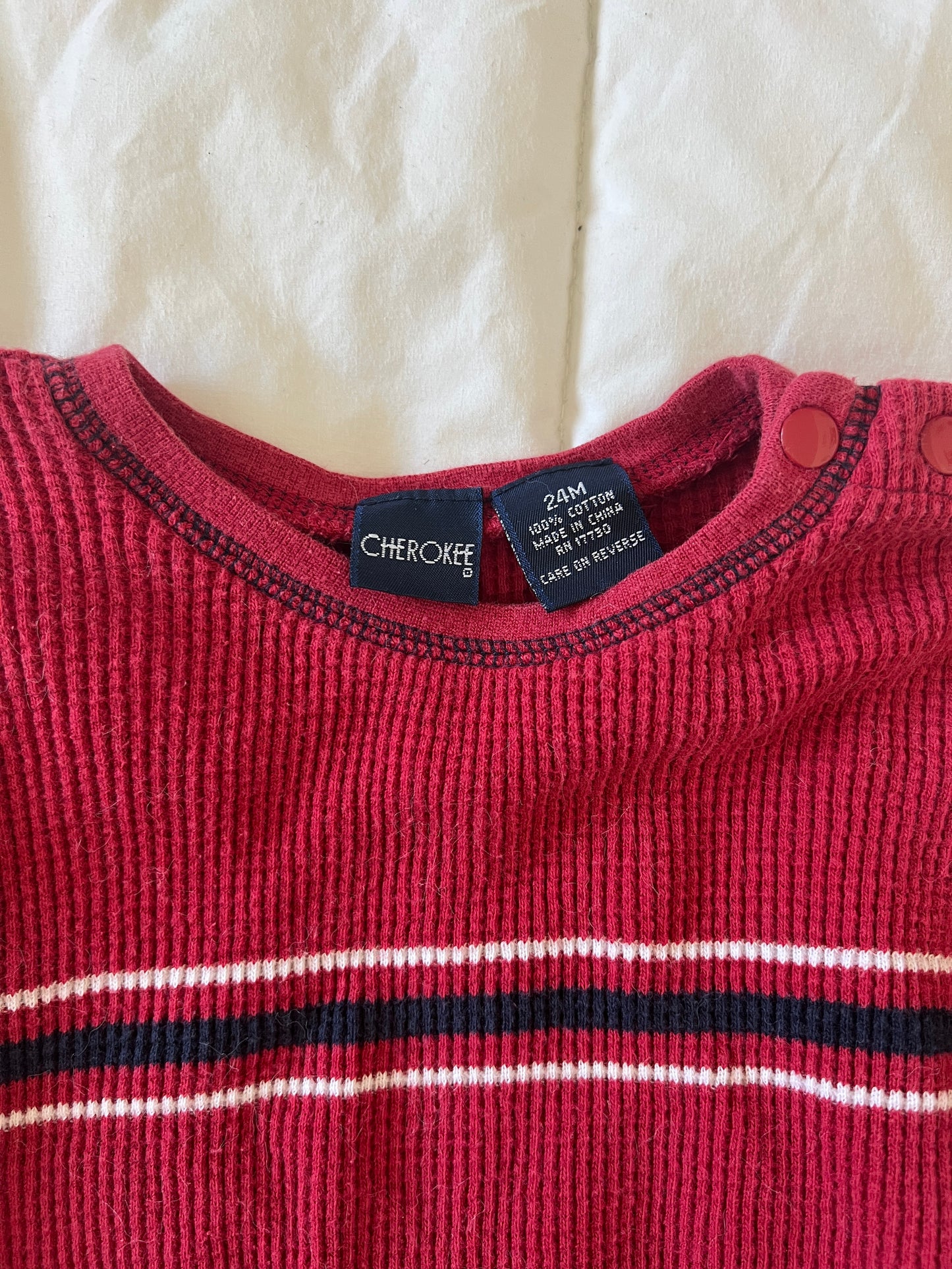 Vintage Red Long Sleeve Onesie (24 months)