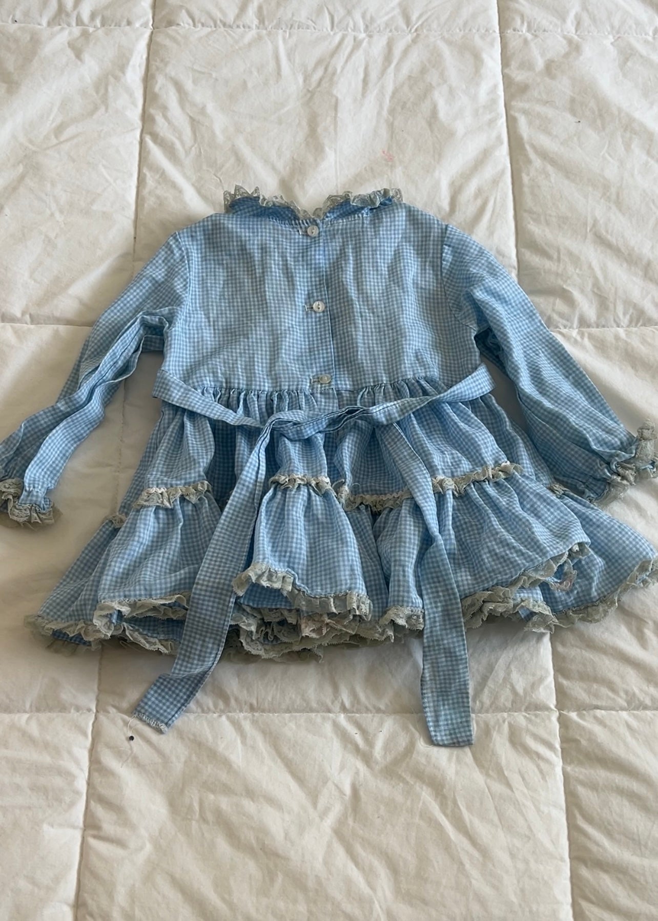 Vintage Blue Gingham Dress (2T)