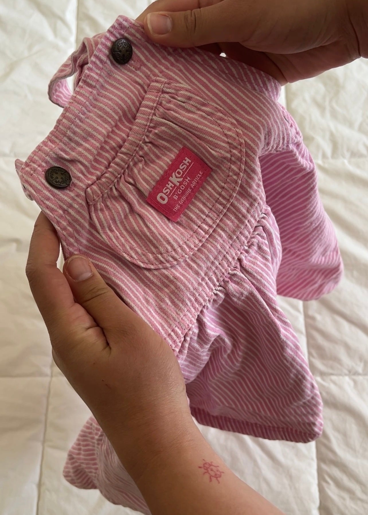 Pink Pinstripe Oshkosh Overall Dress (4T)