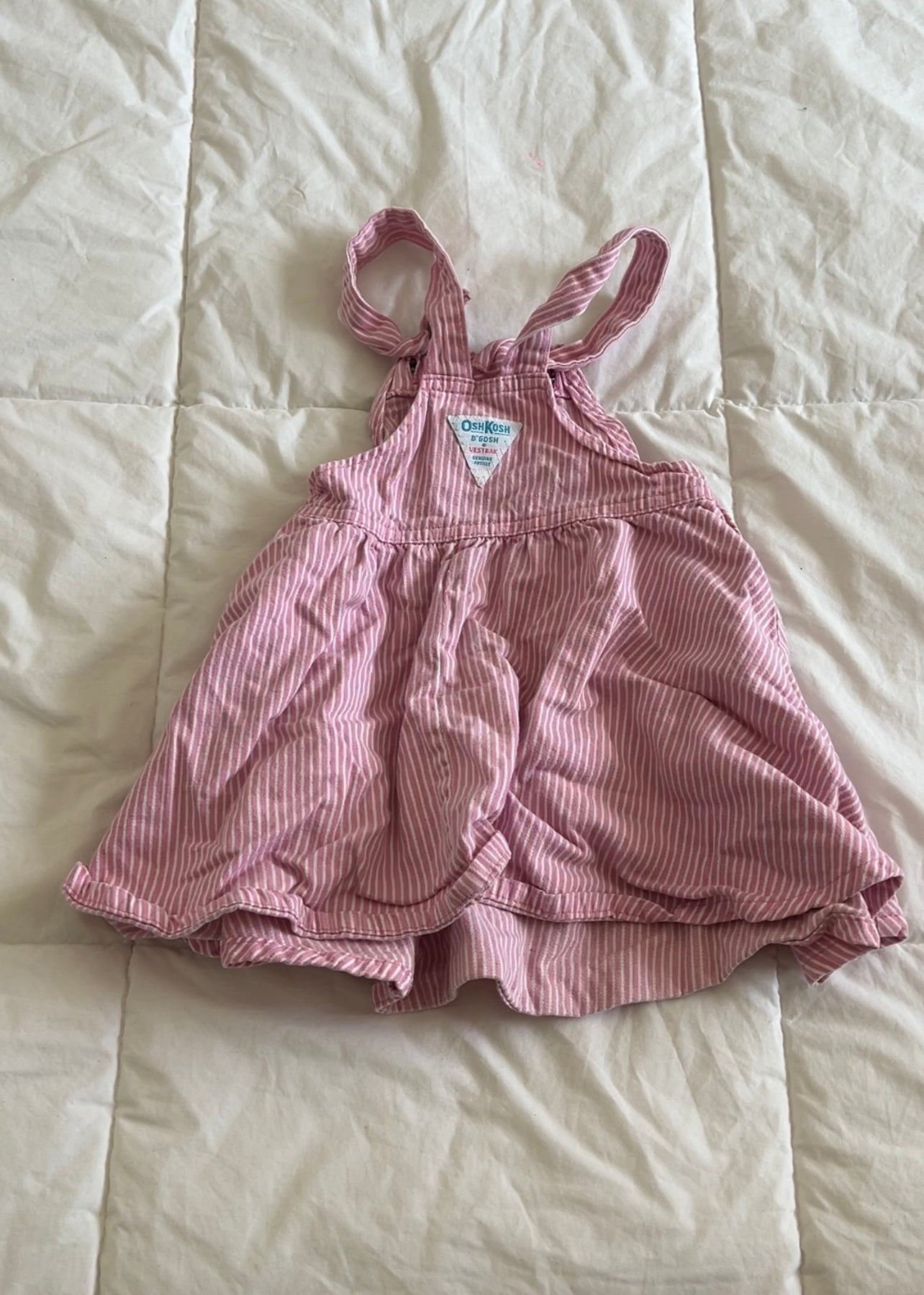 Pink Pinstripe Oshkosh Overall Dress (4T)