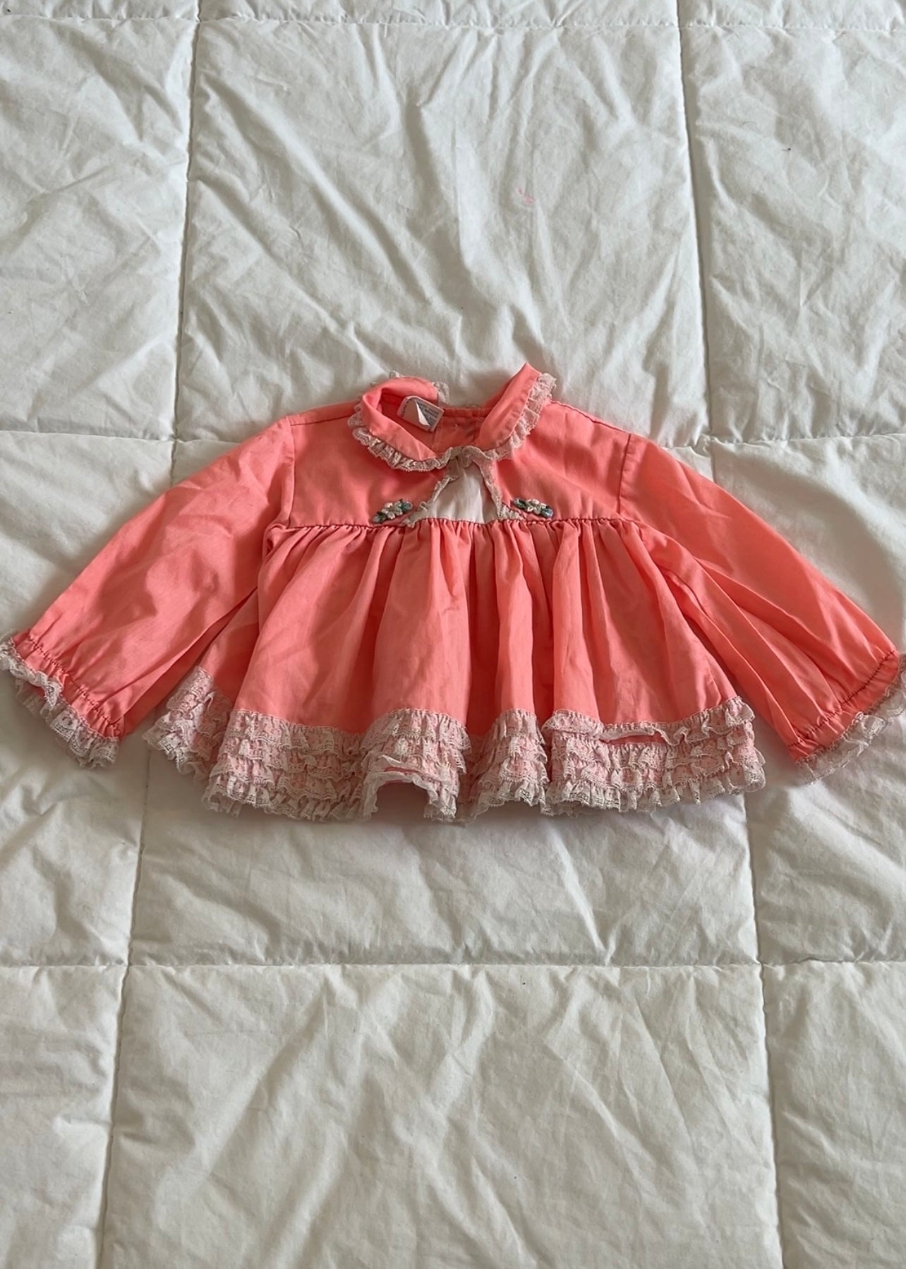 Vintage Coral Baby Doll Dress (3/6 mo)