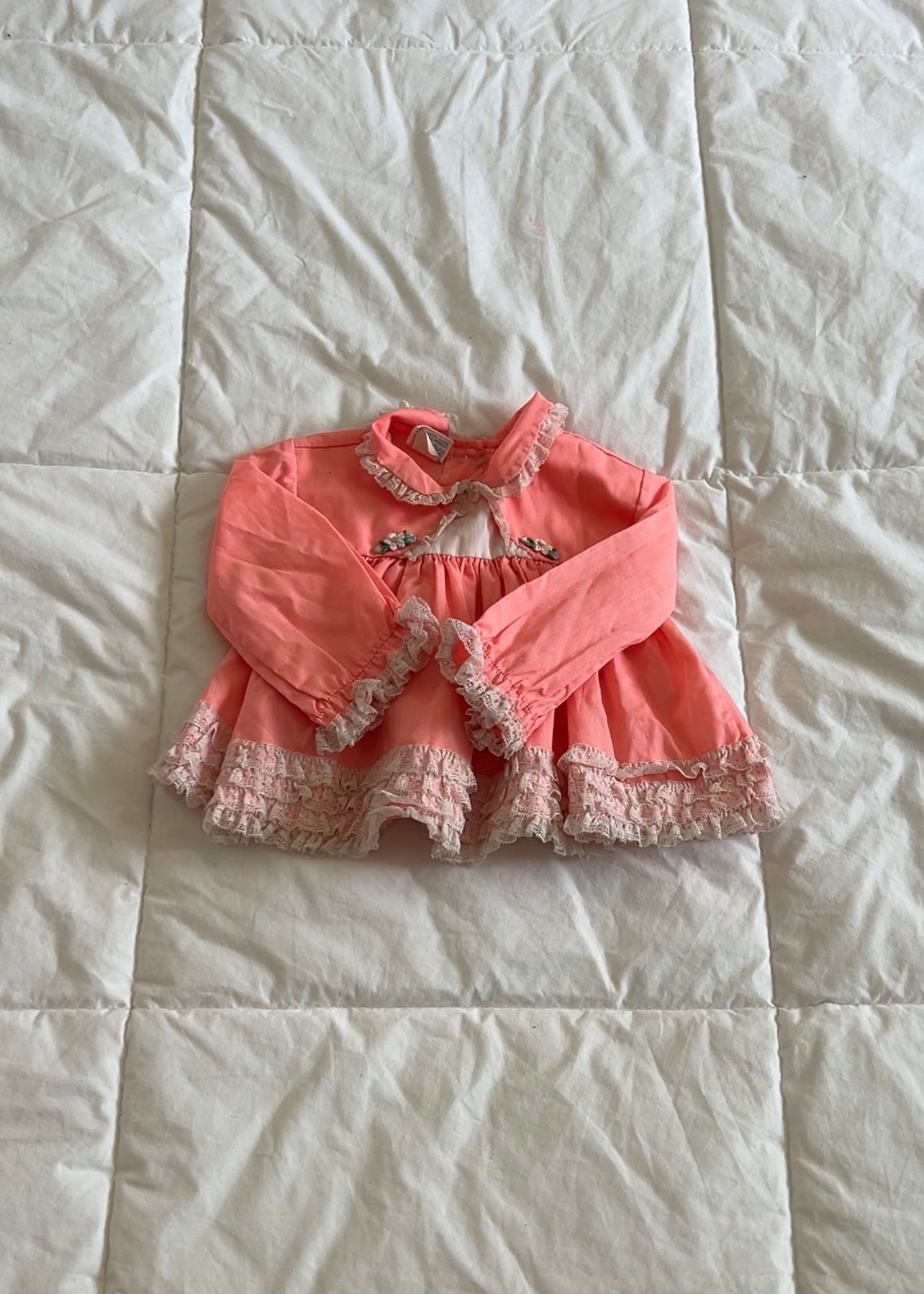 Vintage Coral Baby Doll Dress (3/6 mo)