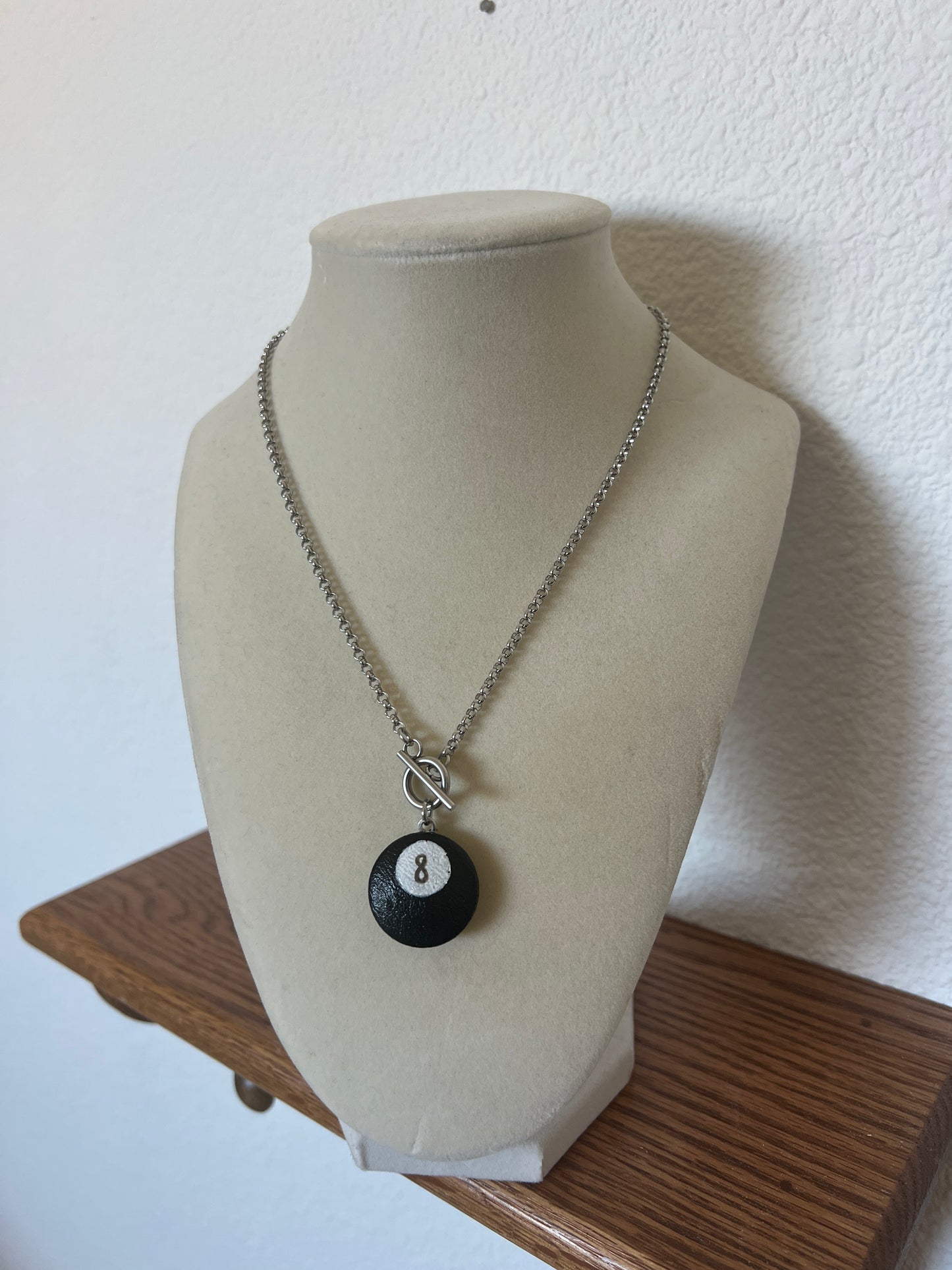 Silver Chain 8 Ball Button Necklace