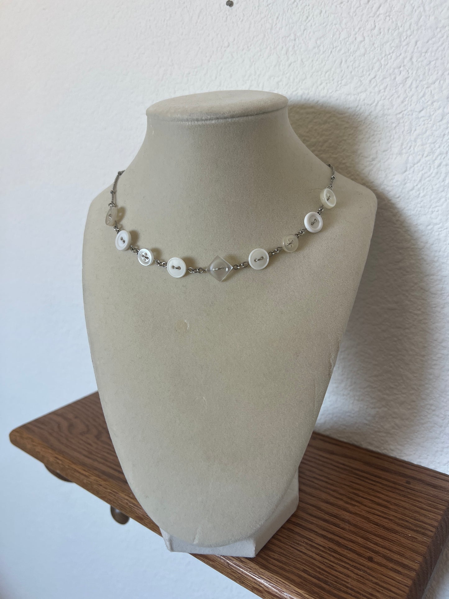 White Button Choker (Silver)