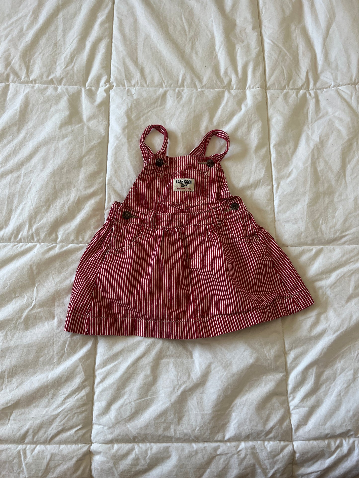 Red and White Oshkosh Overall Dress (2T)