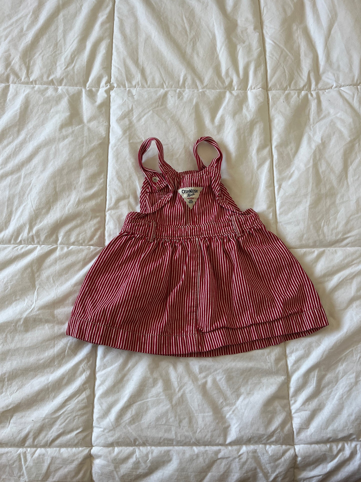 Red and White Oshkosh Overall Dress (2T)