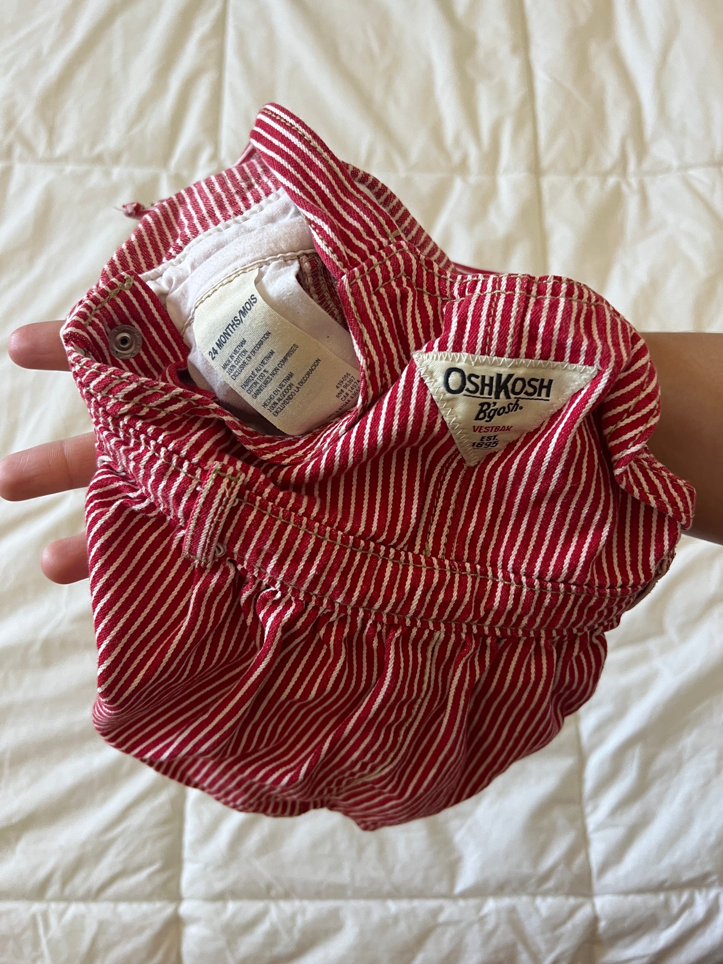 Red and White Oshkosh Overall Dress (2T)
