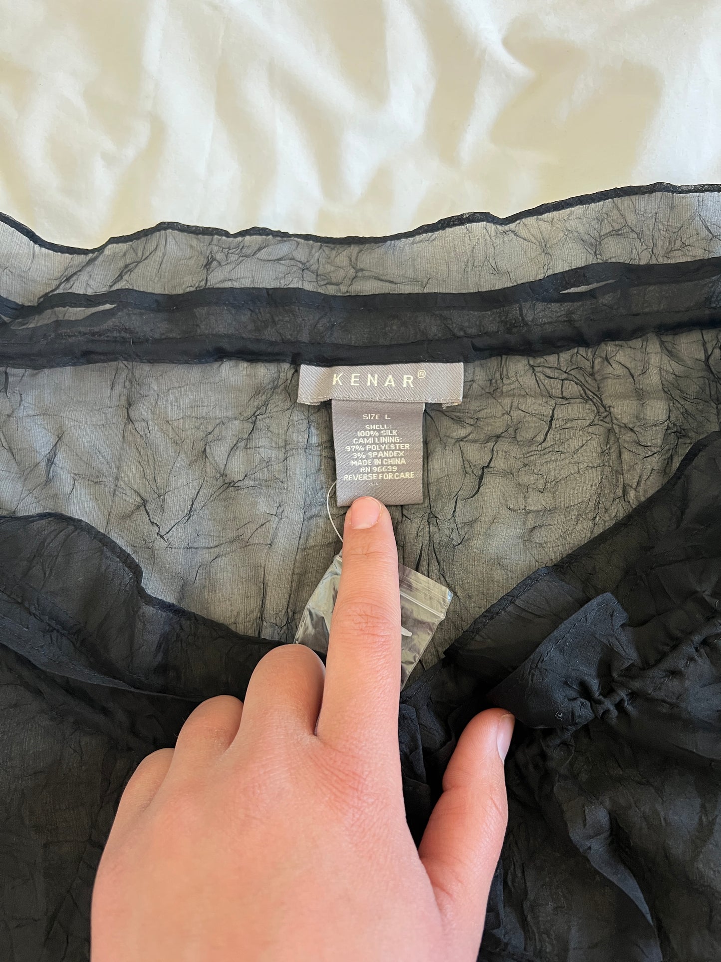 Black Transparent Silk Top (L)