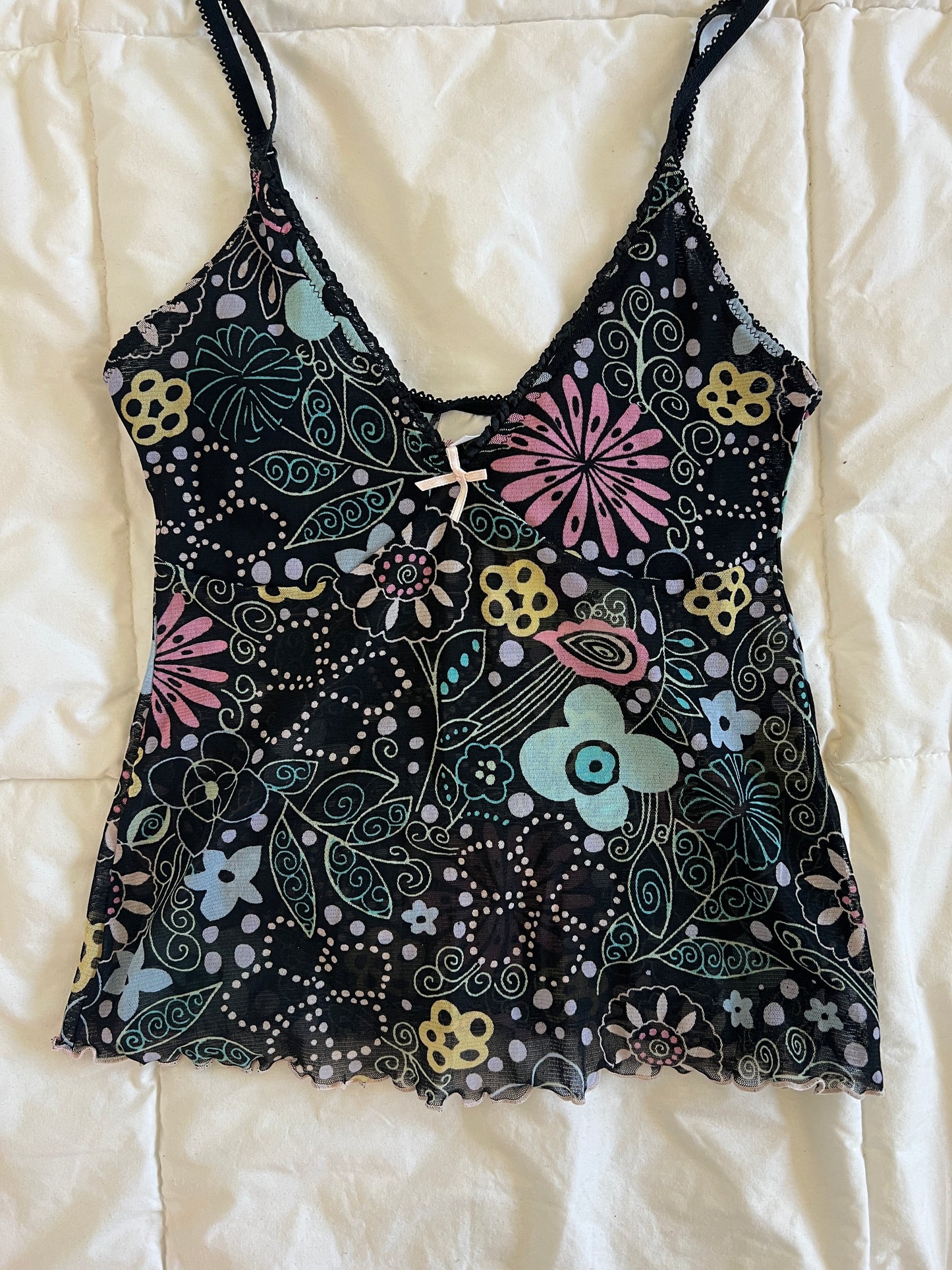 Y2k Black Colorful Floral Cami (s)