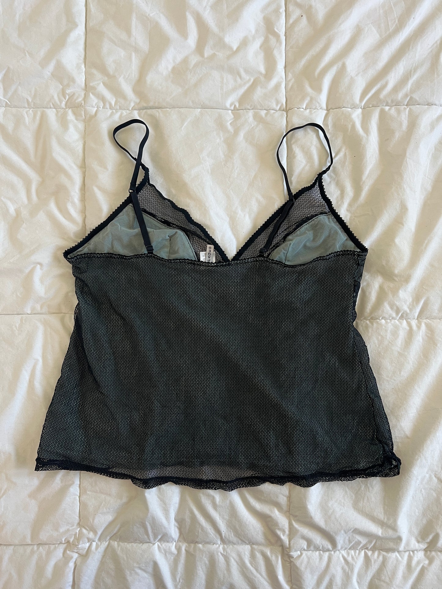 Y2k Black & Blue Mesh Lingerie Top (L/XL)