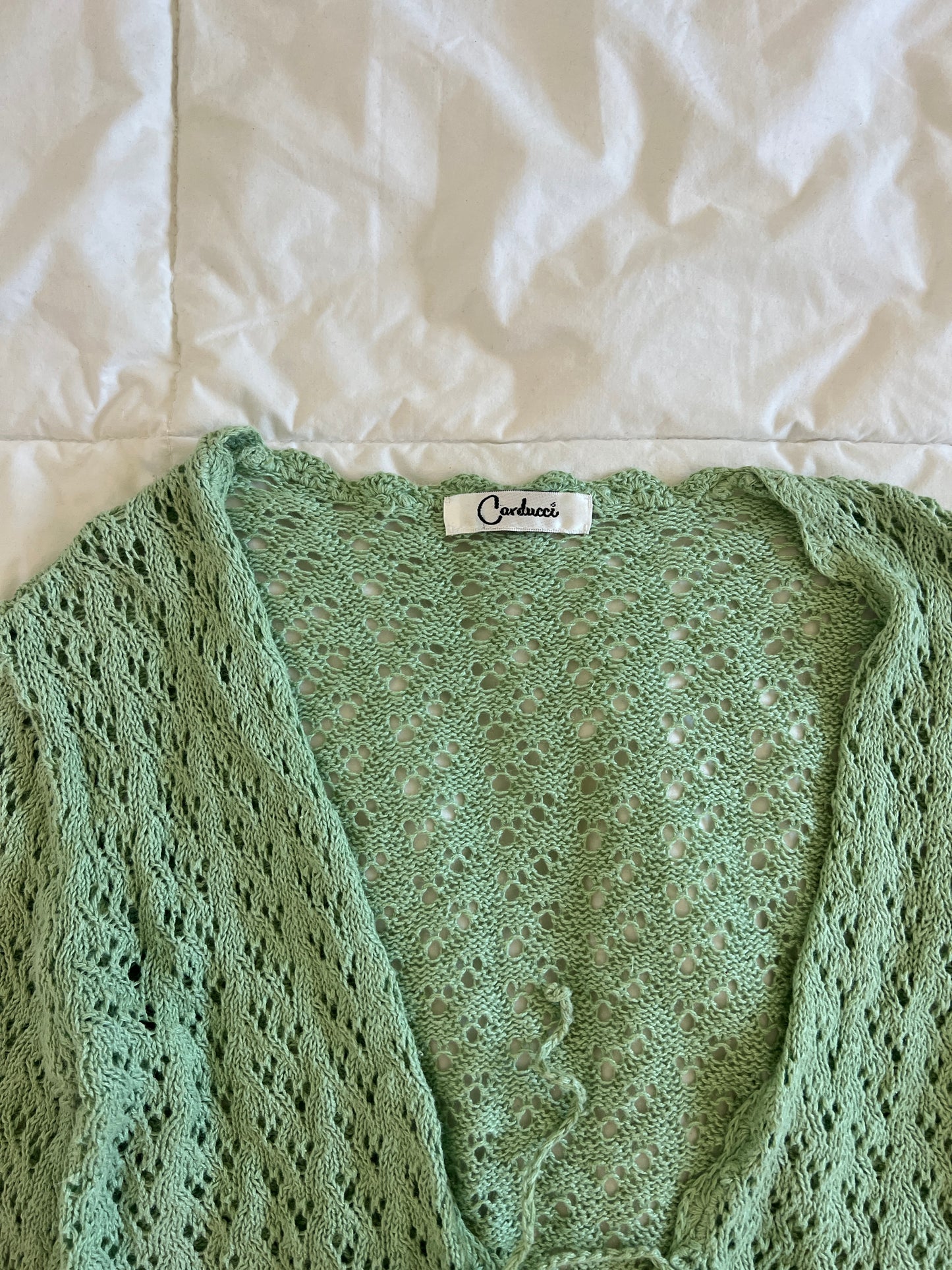 Green Beaded Crotchet Cardigan (s/m)
