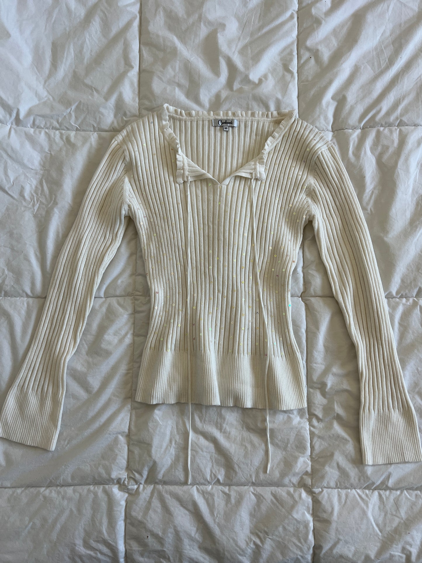 Y2k Sequin White Long Sleeve (m)