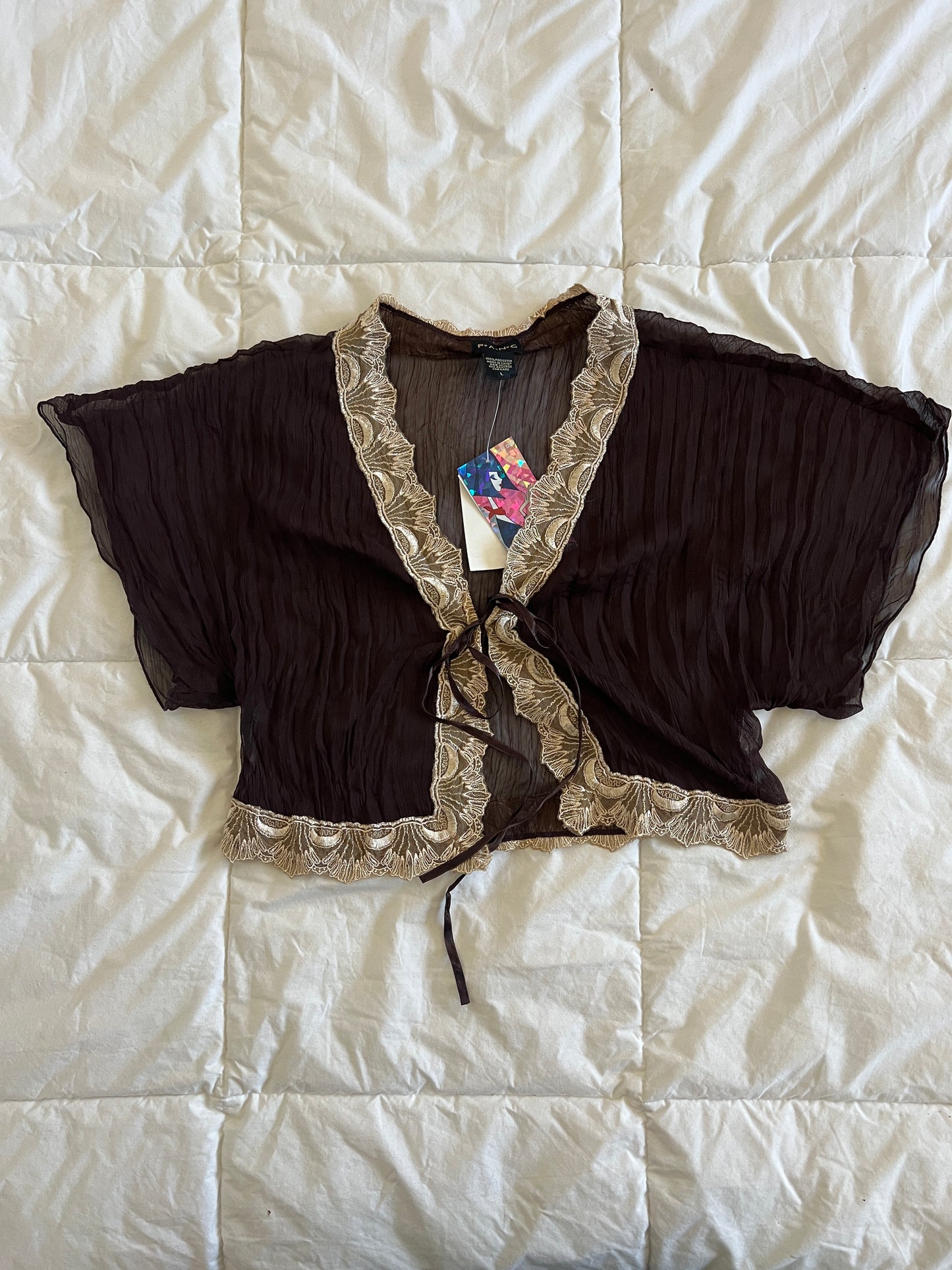 Y2k Brown Mesh Bolero (L)