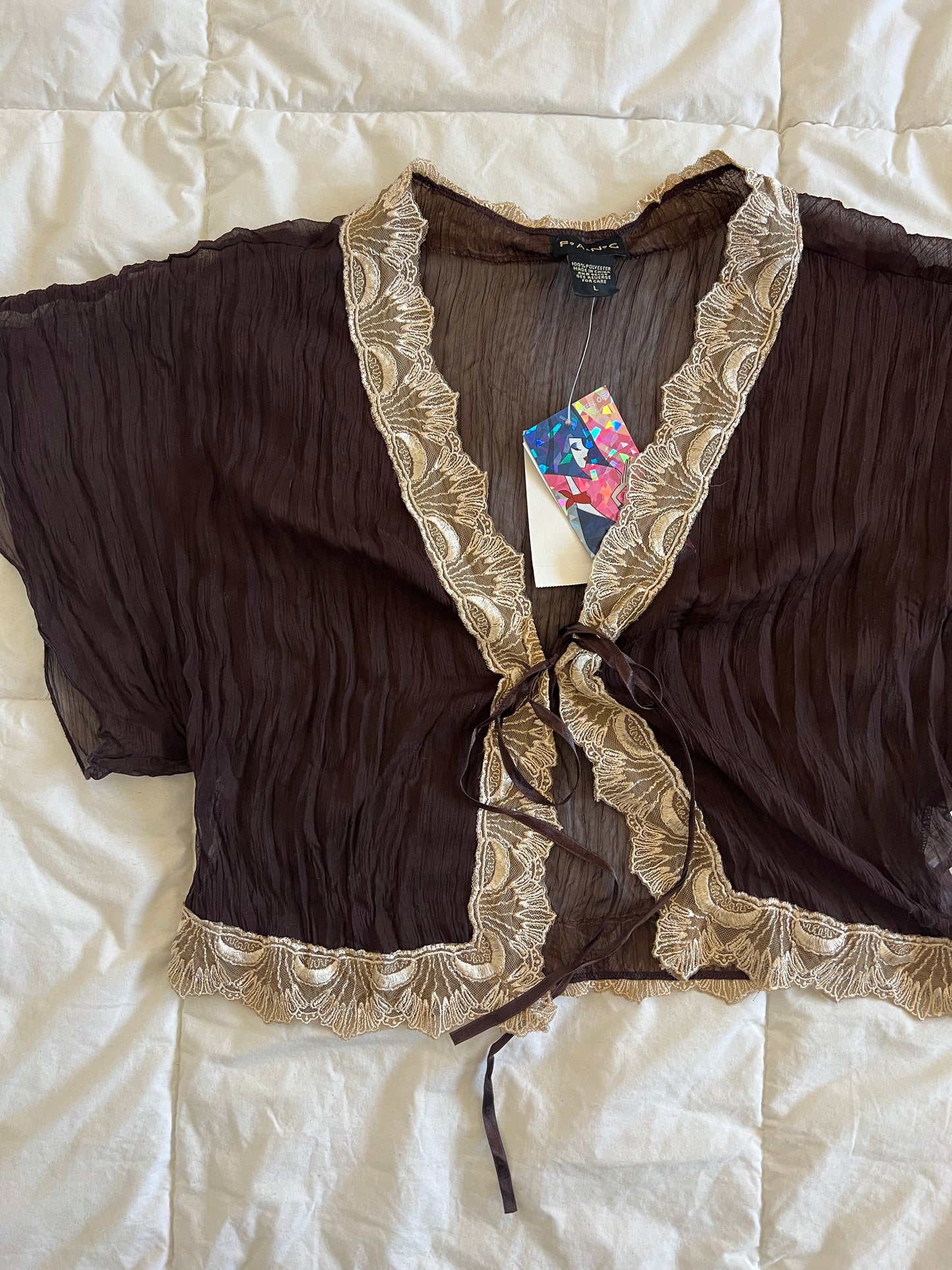 Y2k Brown Mesh Bolero (L)