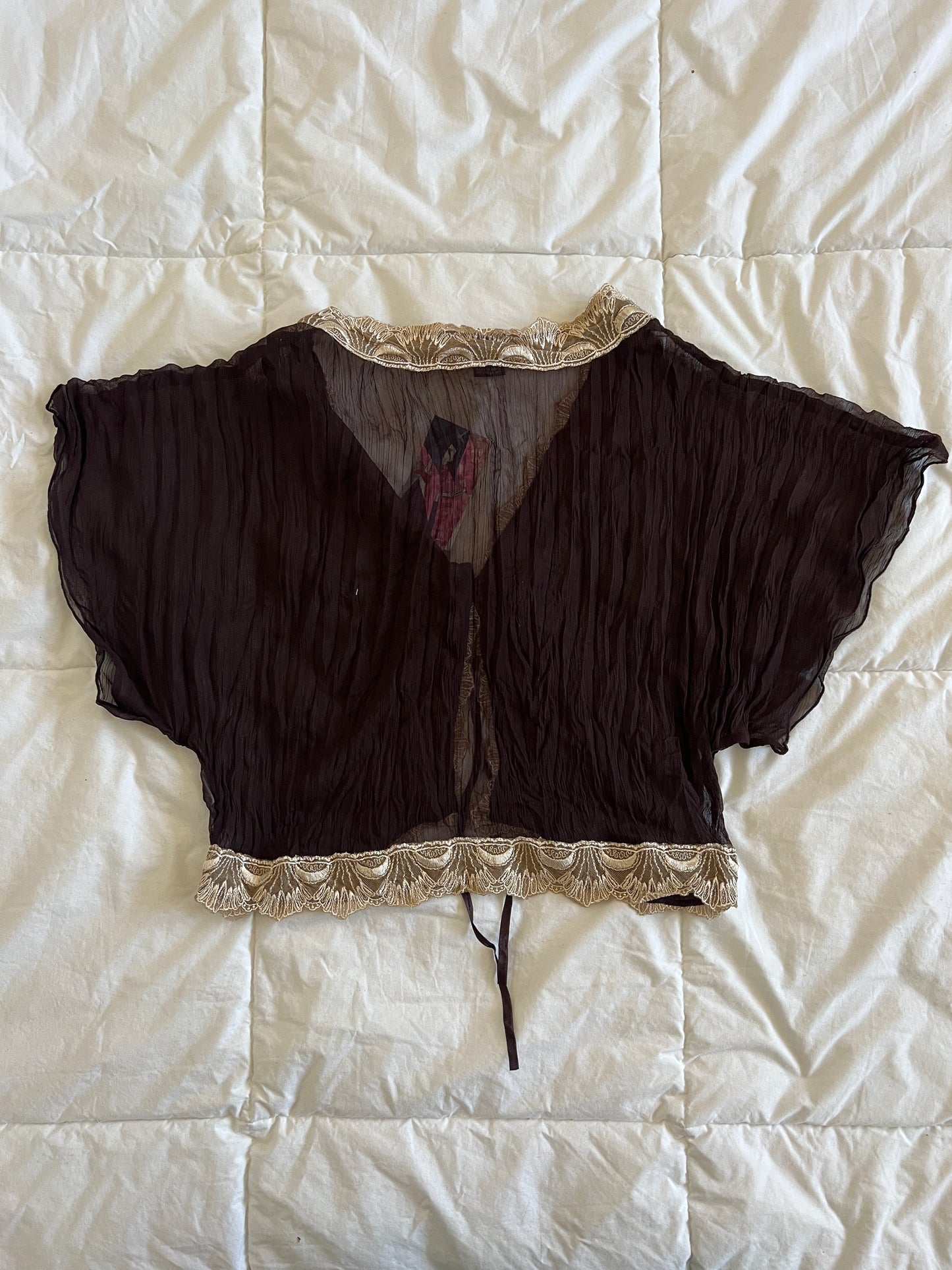 Y2k Brown Mesh Bolero (L)