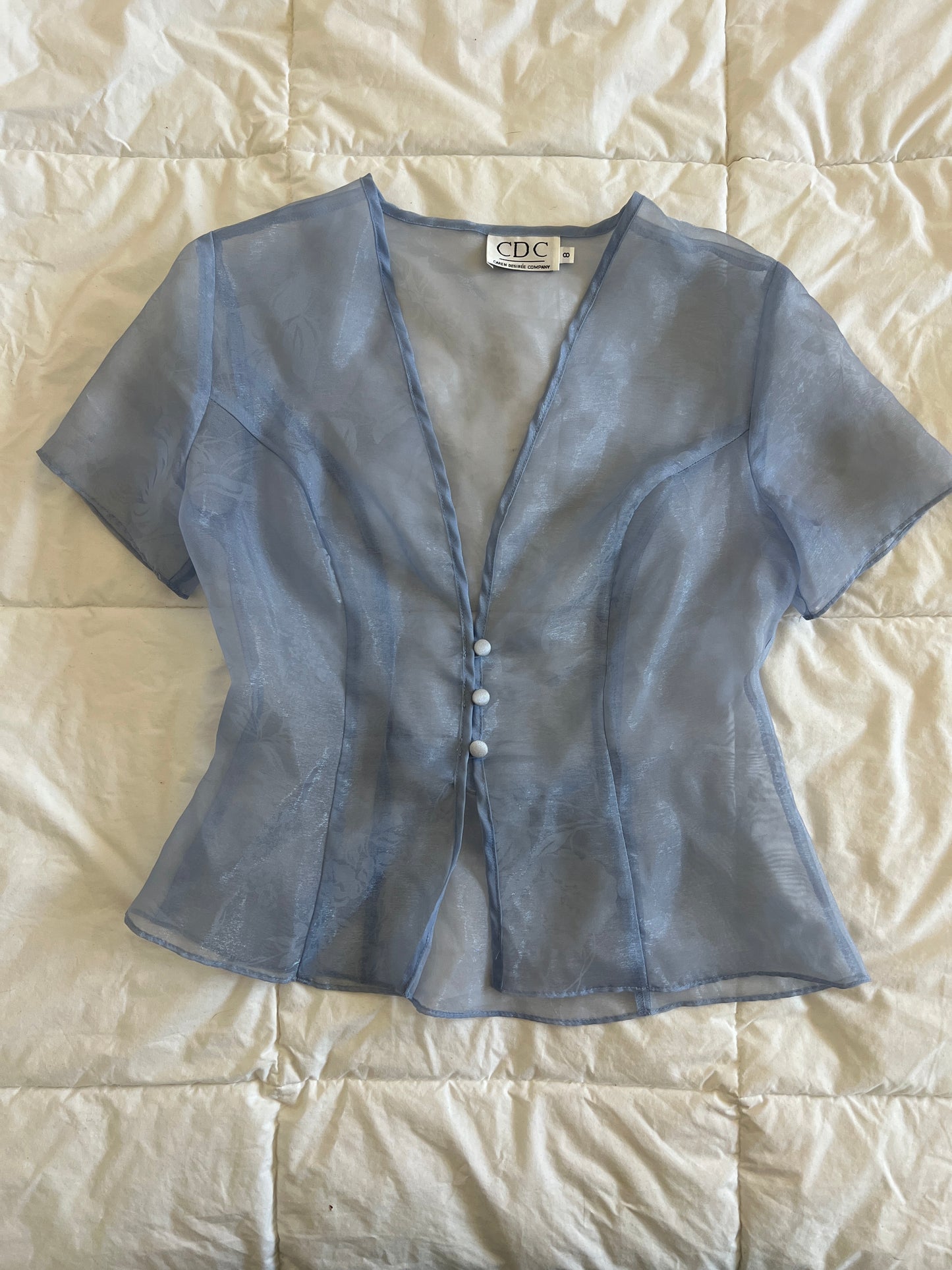 Vintage Blue Sheer Blouse (s)