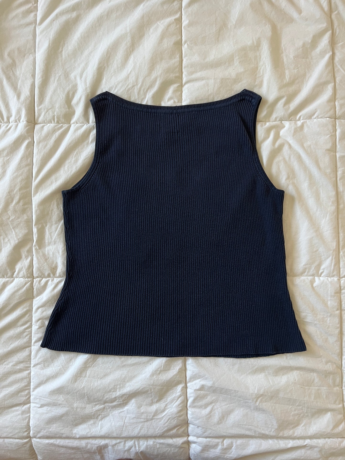 Upcycled Lace Butterfly Blue Tank (M/L)