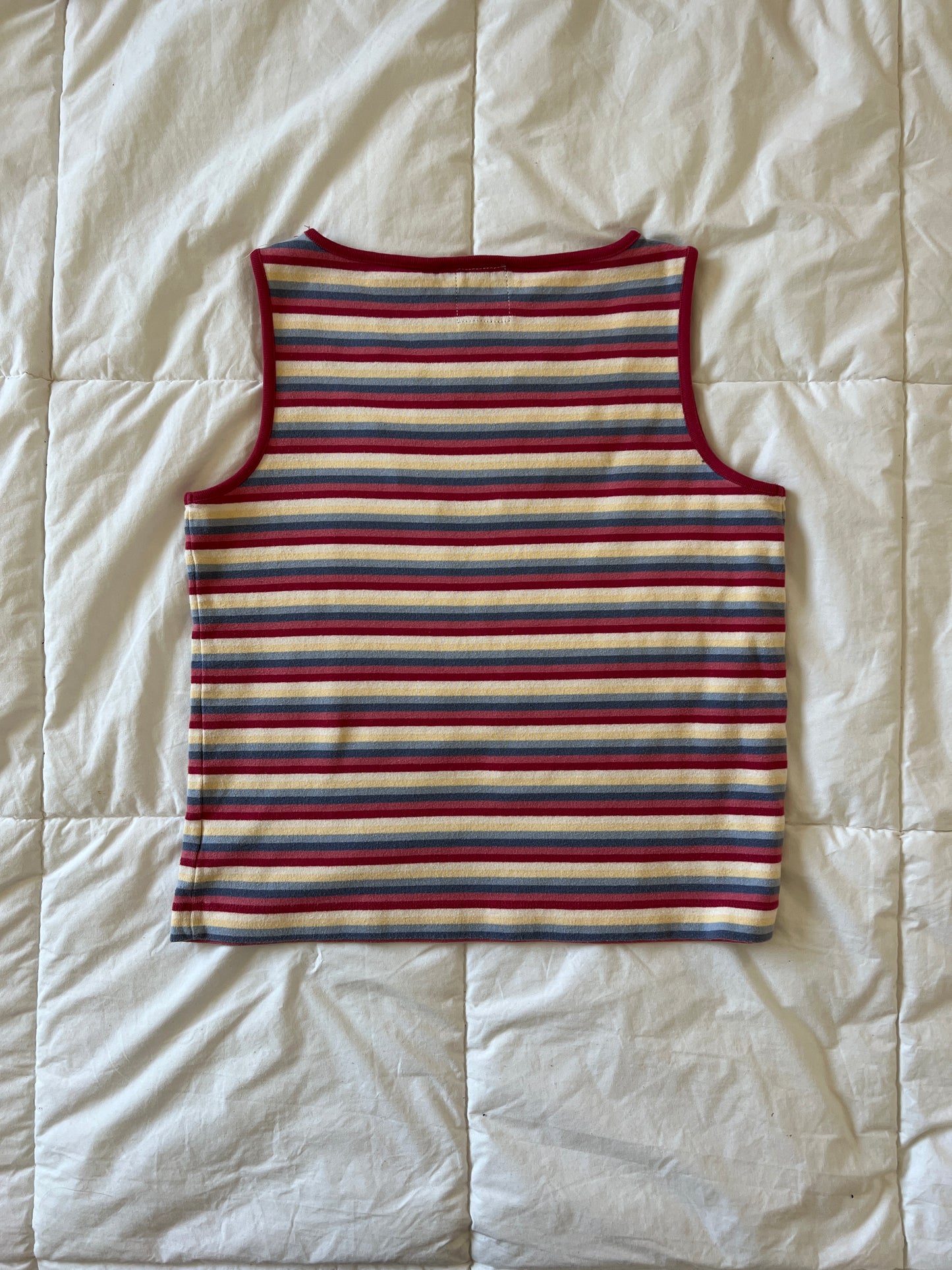 Upcycled Lace Butterfly Pink Striped Tank (M)